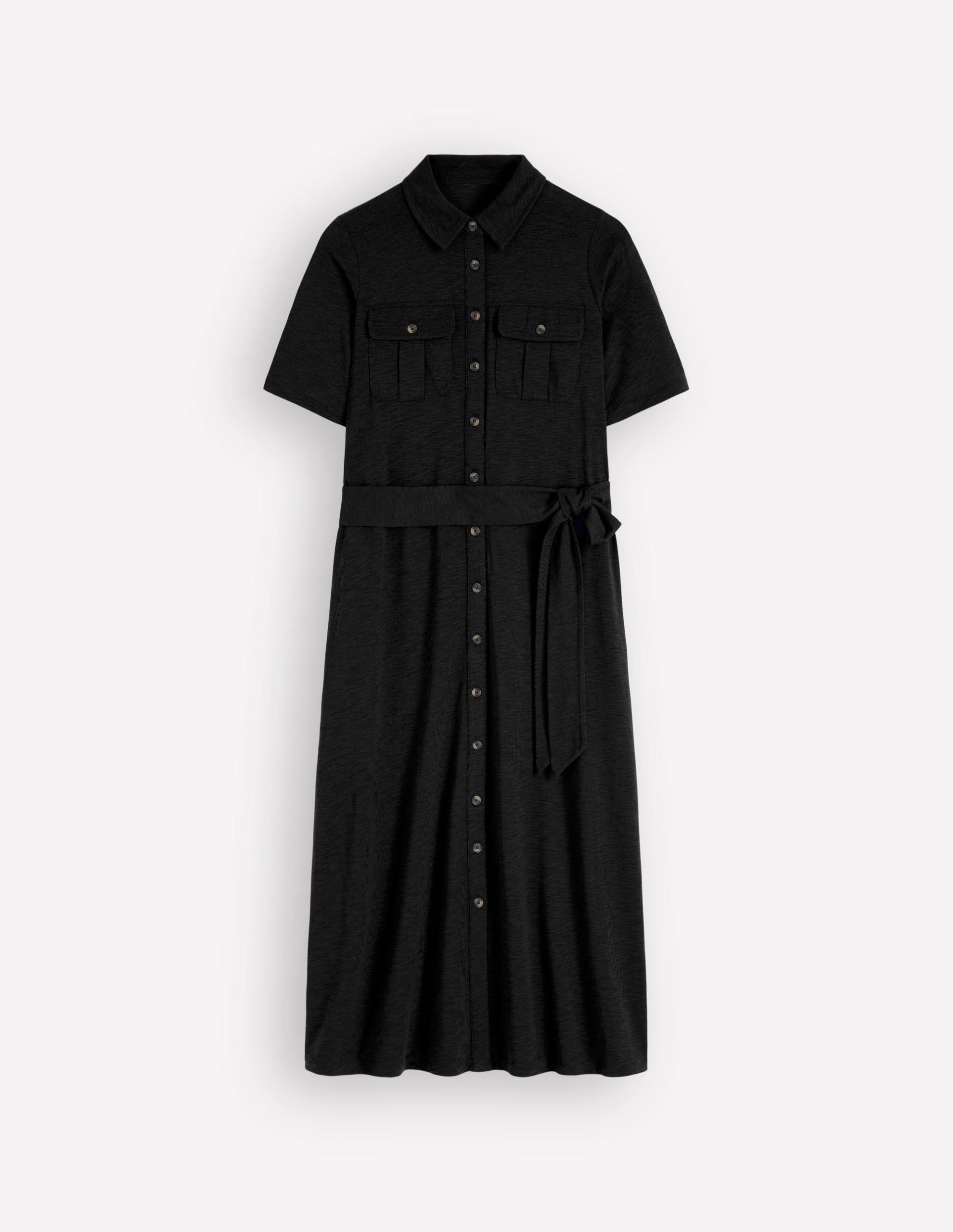 Mavis Midi Jersey Shirt Dress-Black - Image 6