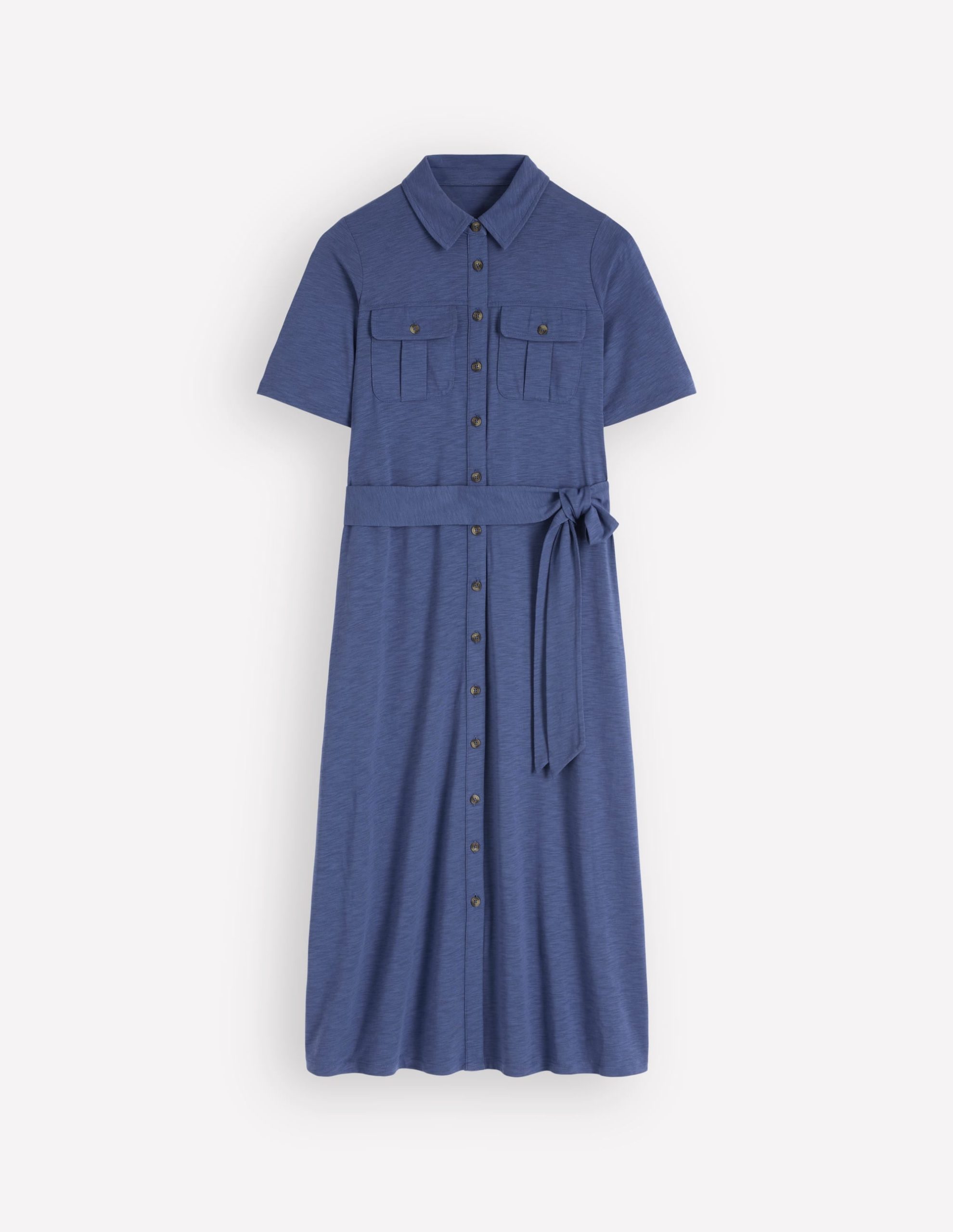 Mavis Midi Jersey Shirt Dress-Denim Blue - Image 8