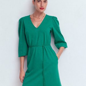 Cary V-Neck Short Dress-Deep Teal