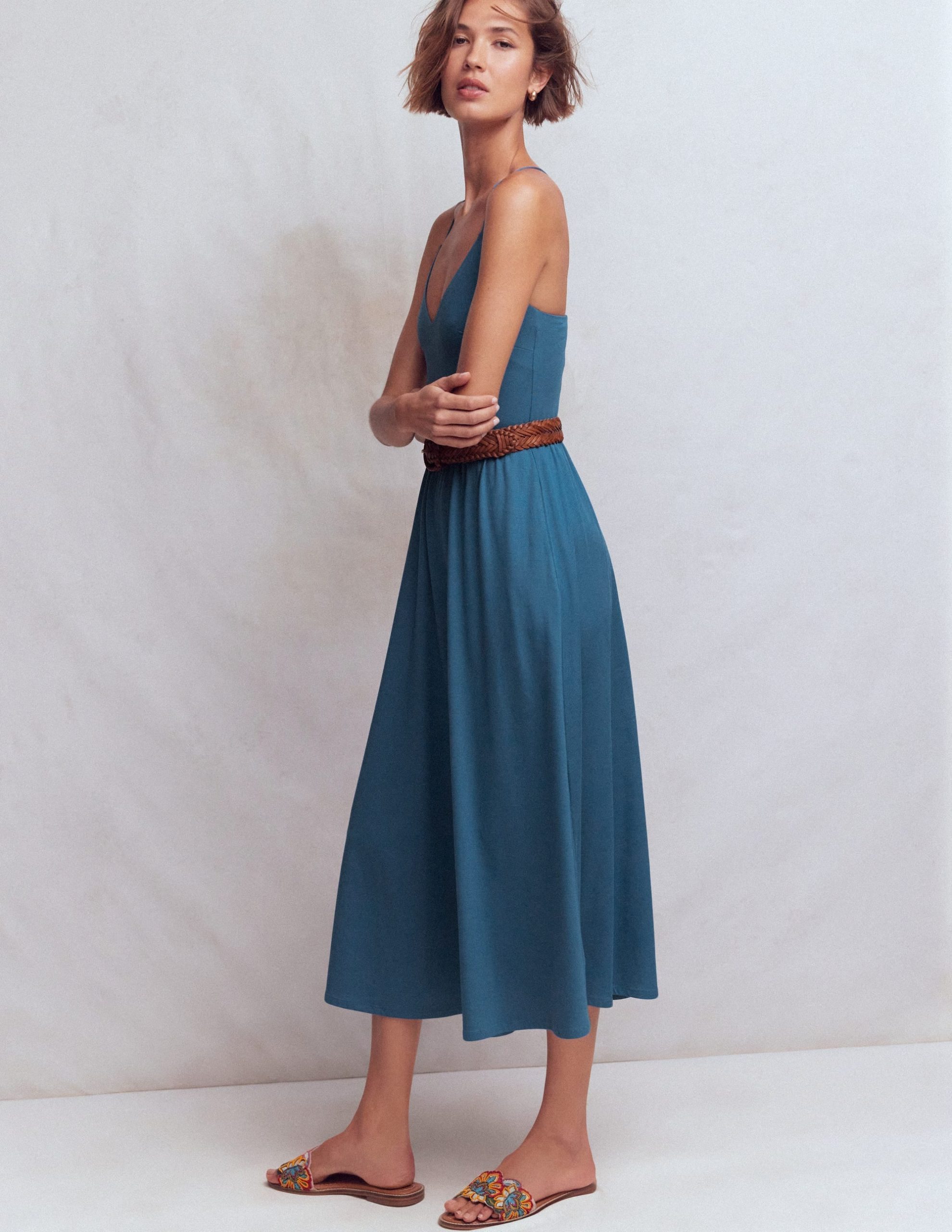 Cross Back Jersey Dress-Tourmaline Blue - Image 6