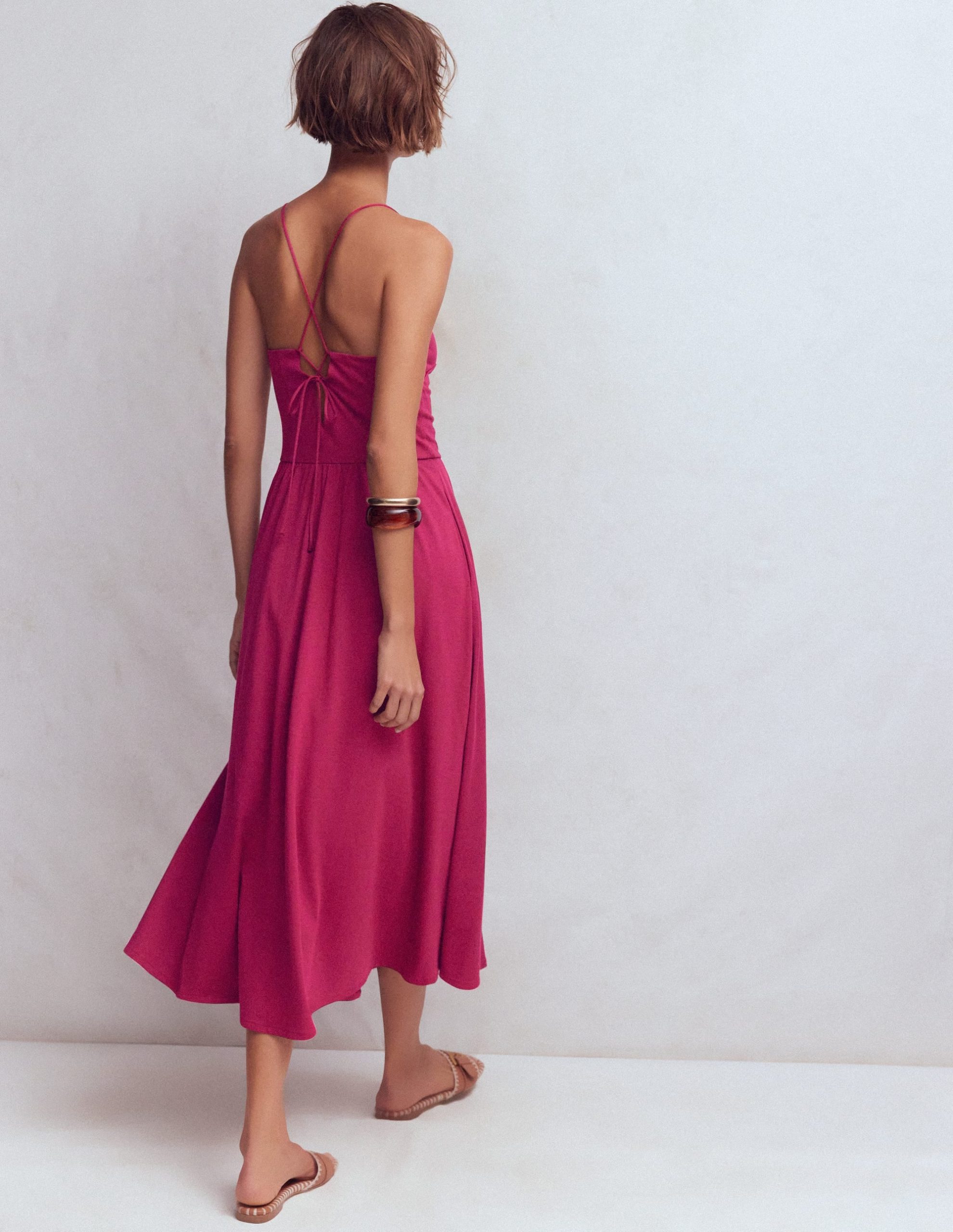Cross Back Jersey Dress-Beet Red - Image 3