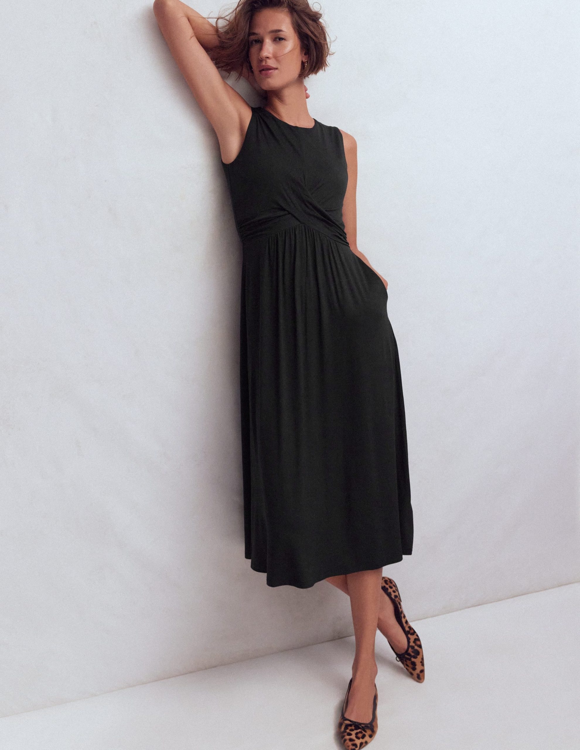 Zara Cross Waist Jersey Dress-Black - Image 4