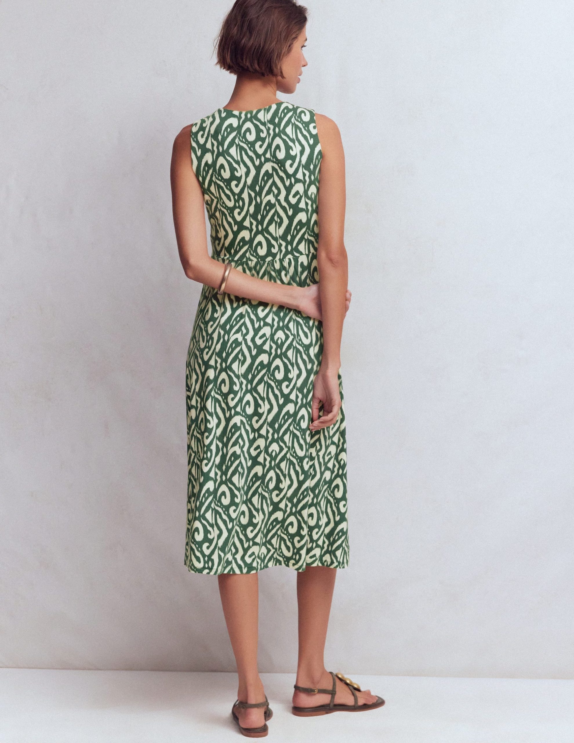 Zara Cross Waist Jersey Dress-Hunter Green. Ikat - Image 3