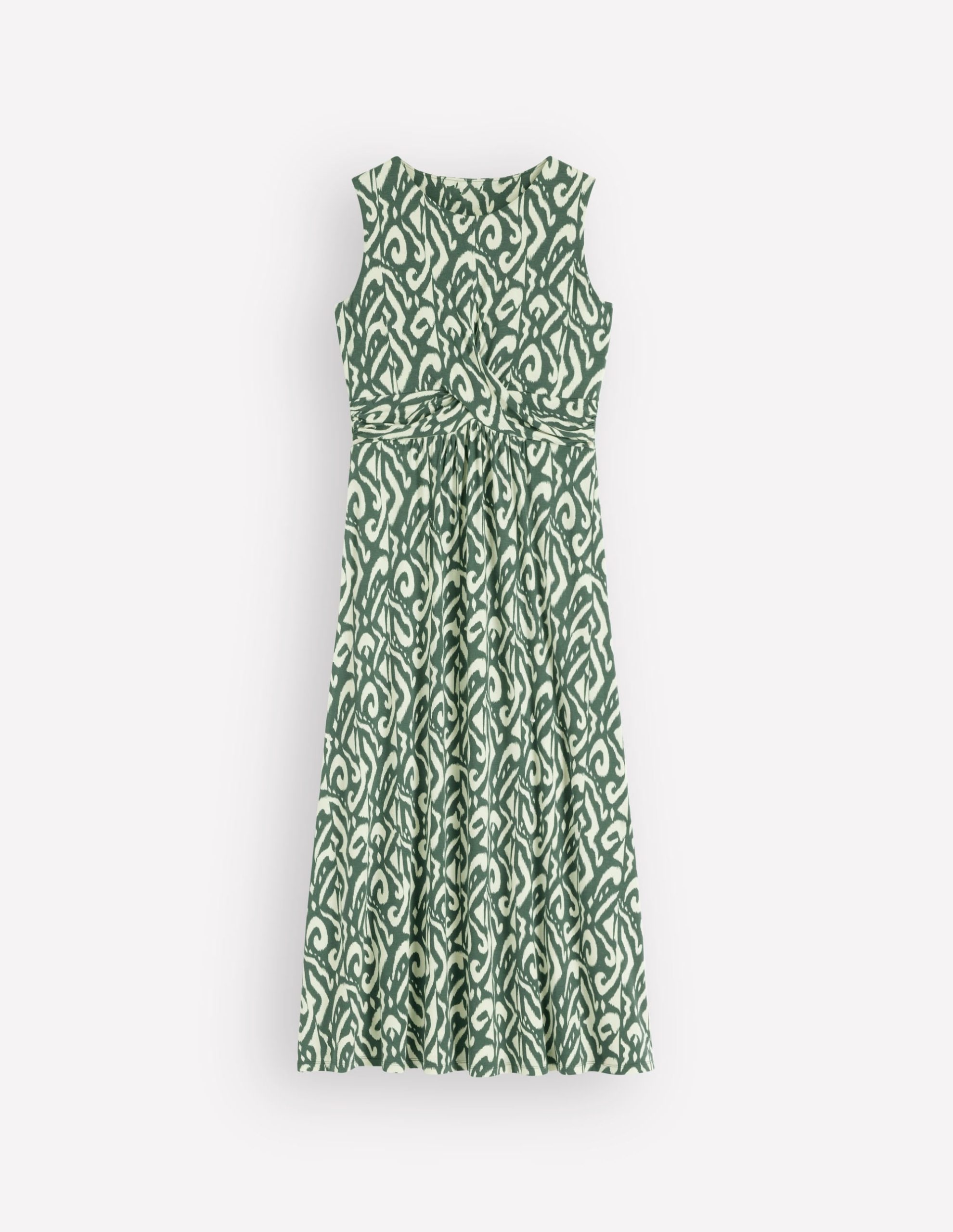 Zara Cross Waist Jersey Dress-Hunter Green. Ikat - Image 5