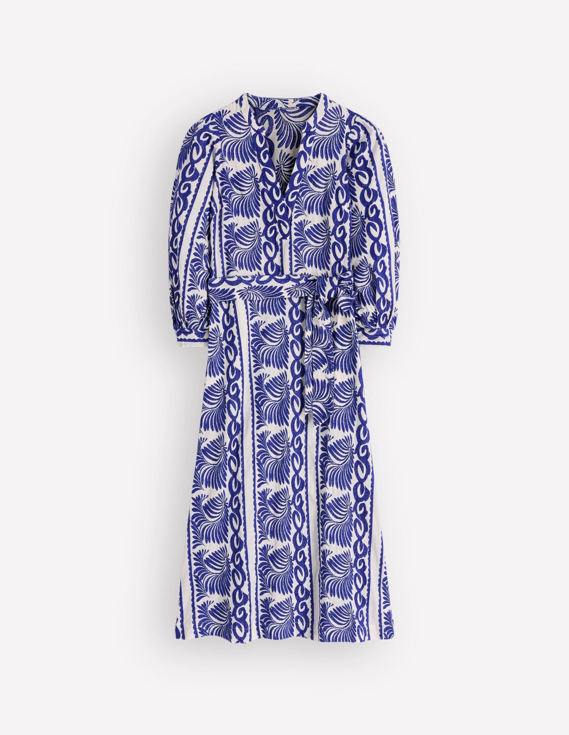 Octavia Cotton Dress-Blue Ivory Embroidery - Image 6