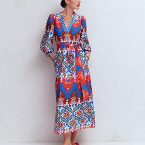 Octavia Cotton Dress-Multi Ikat Dream
