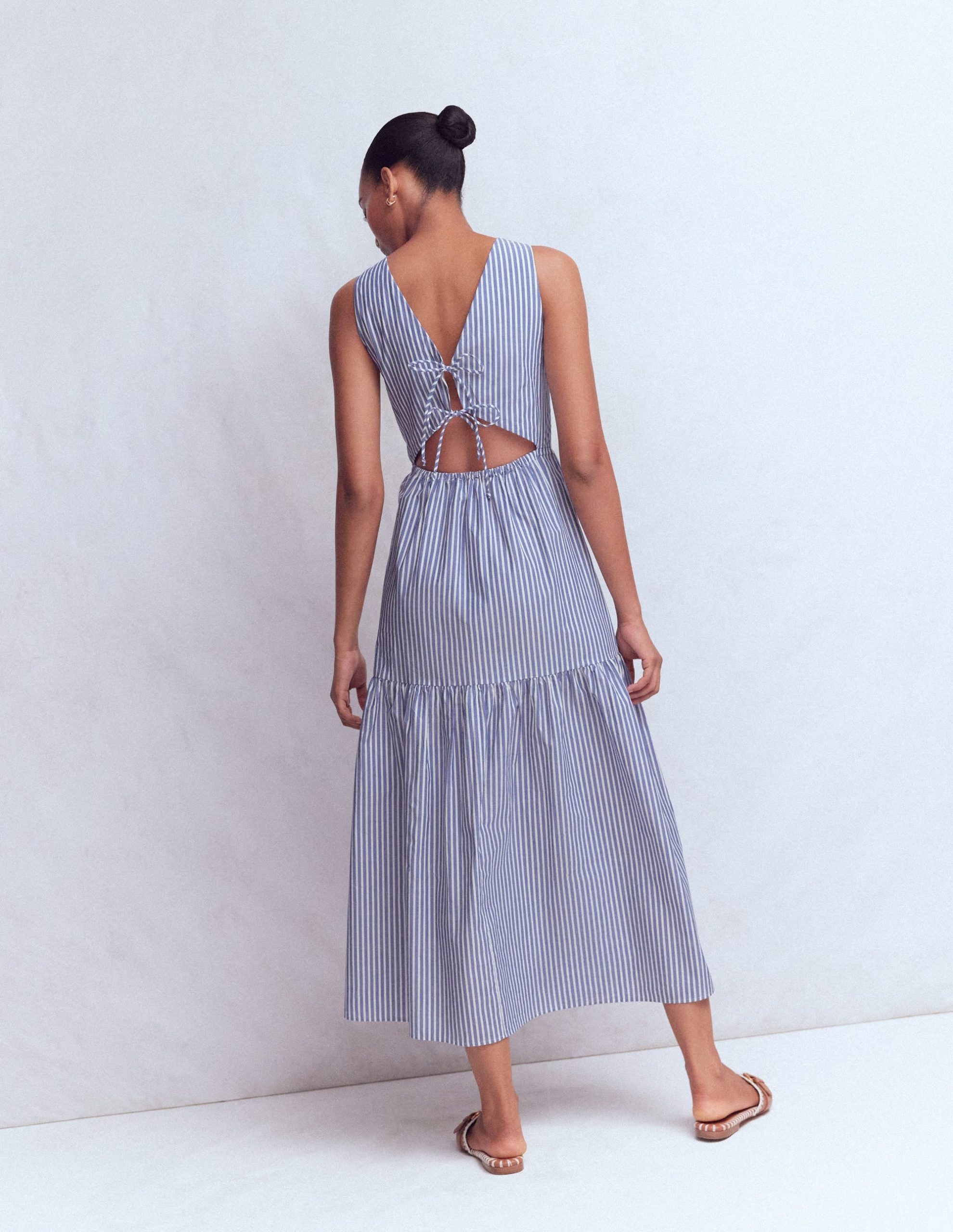 Sleeveless Poplin Dress-Surf the Web Stripe - Image 3