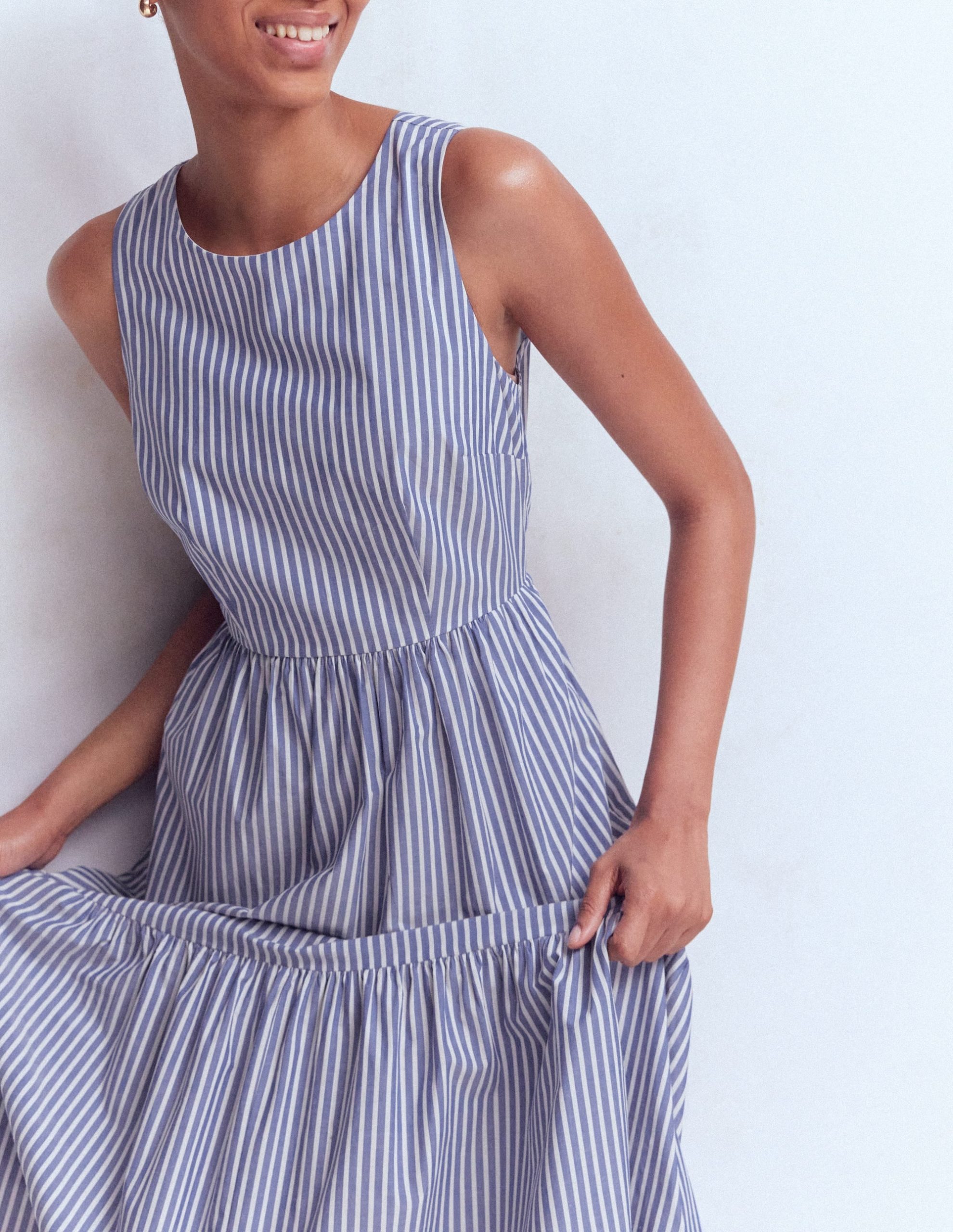 Sleeveless Poplin Dress-Surf the Web Stripe - Image 5