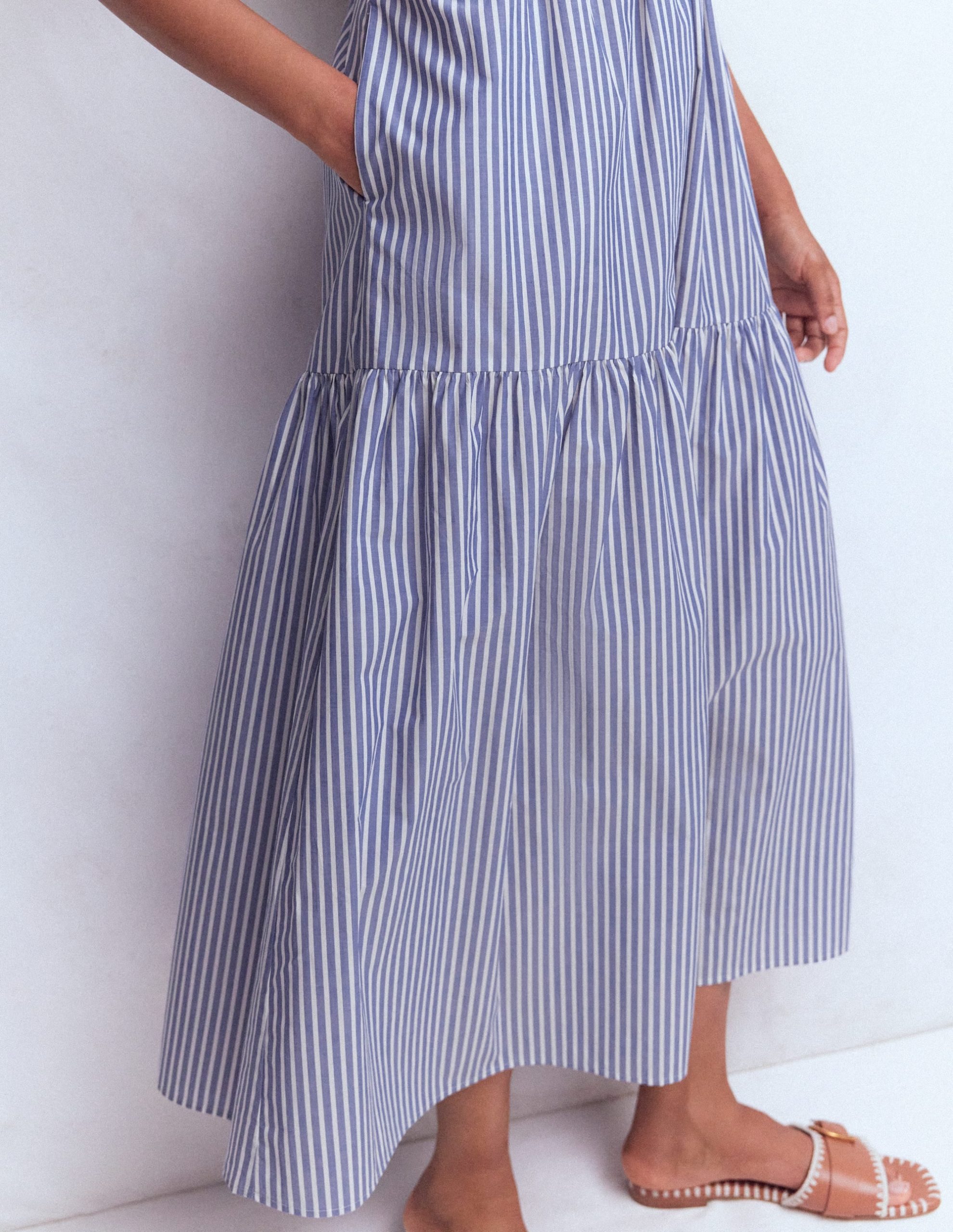 Sleeveless Poplin Dress-Surf the Web Stripe - Image 6