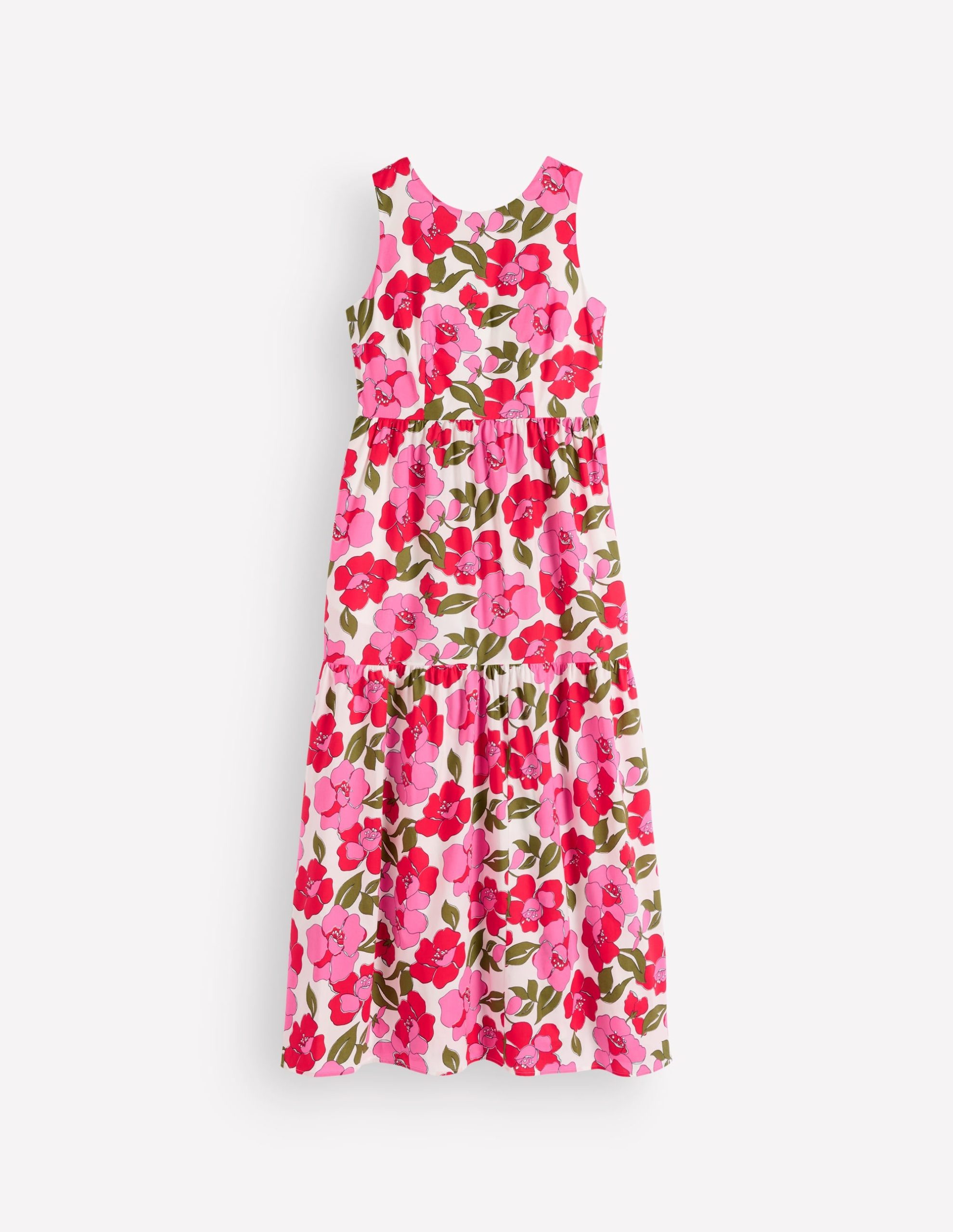 Sleeveless Poplin Dress-Red. Radiant Bloom - Image 9