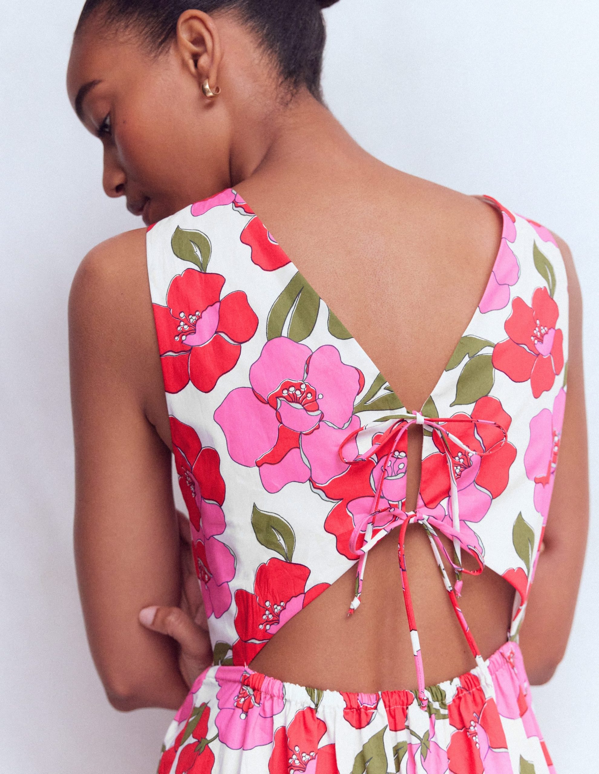 Sleeveless Poplin Dress-Red. Radiant Bloom - Image 4