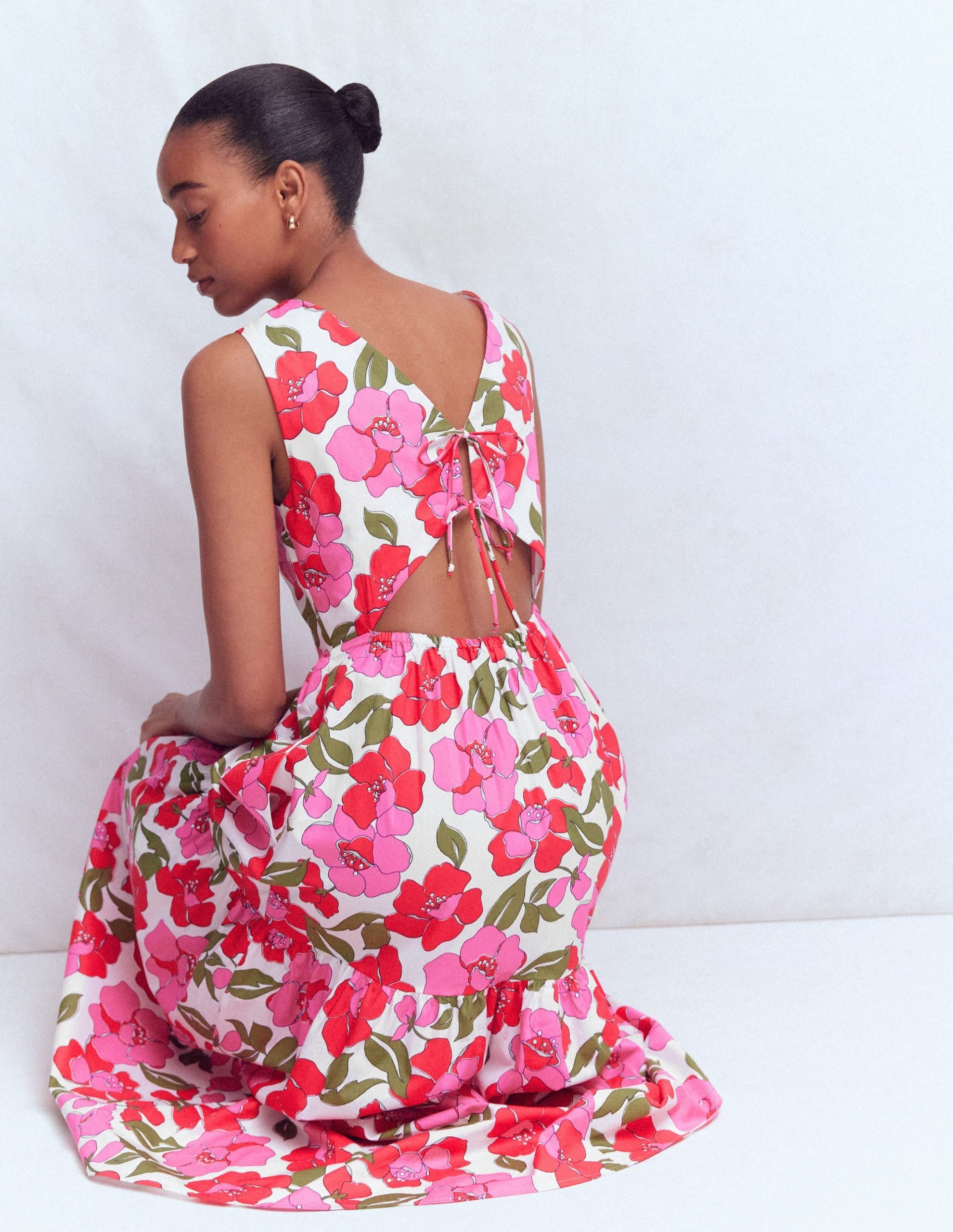 Sleeveless Poplin Dress-Red. Radiant Bloom - Image 6