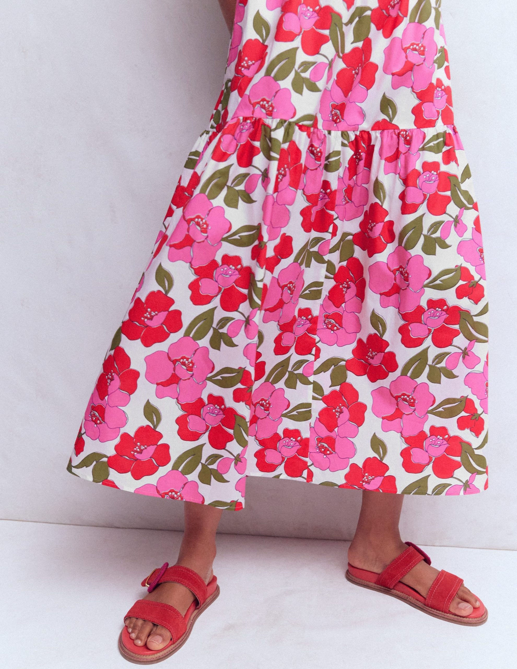 Sleeveless Poplin Dress-Red. Radiant Bloom - Image 8