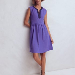 May Embroidered Short Dress-Han Purple