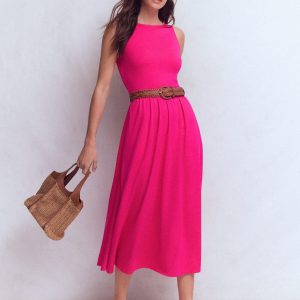 Saoirse Smock Back Dress-Bright Pink