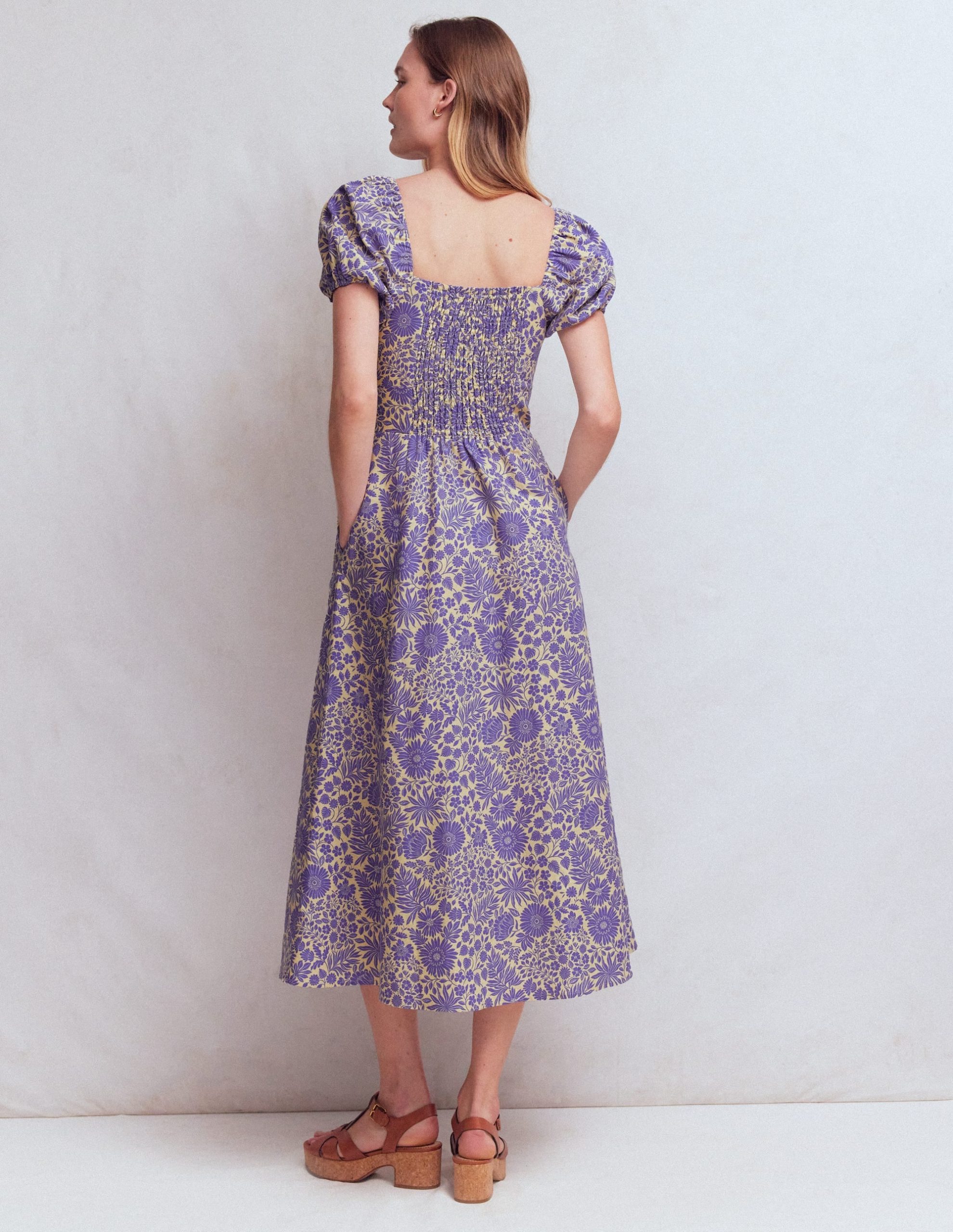 Twist Front Linen Blend Dress-Han Purple. Flowerbed Bloom - Image 3