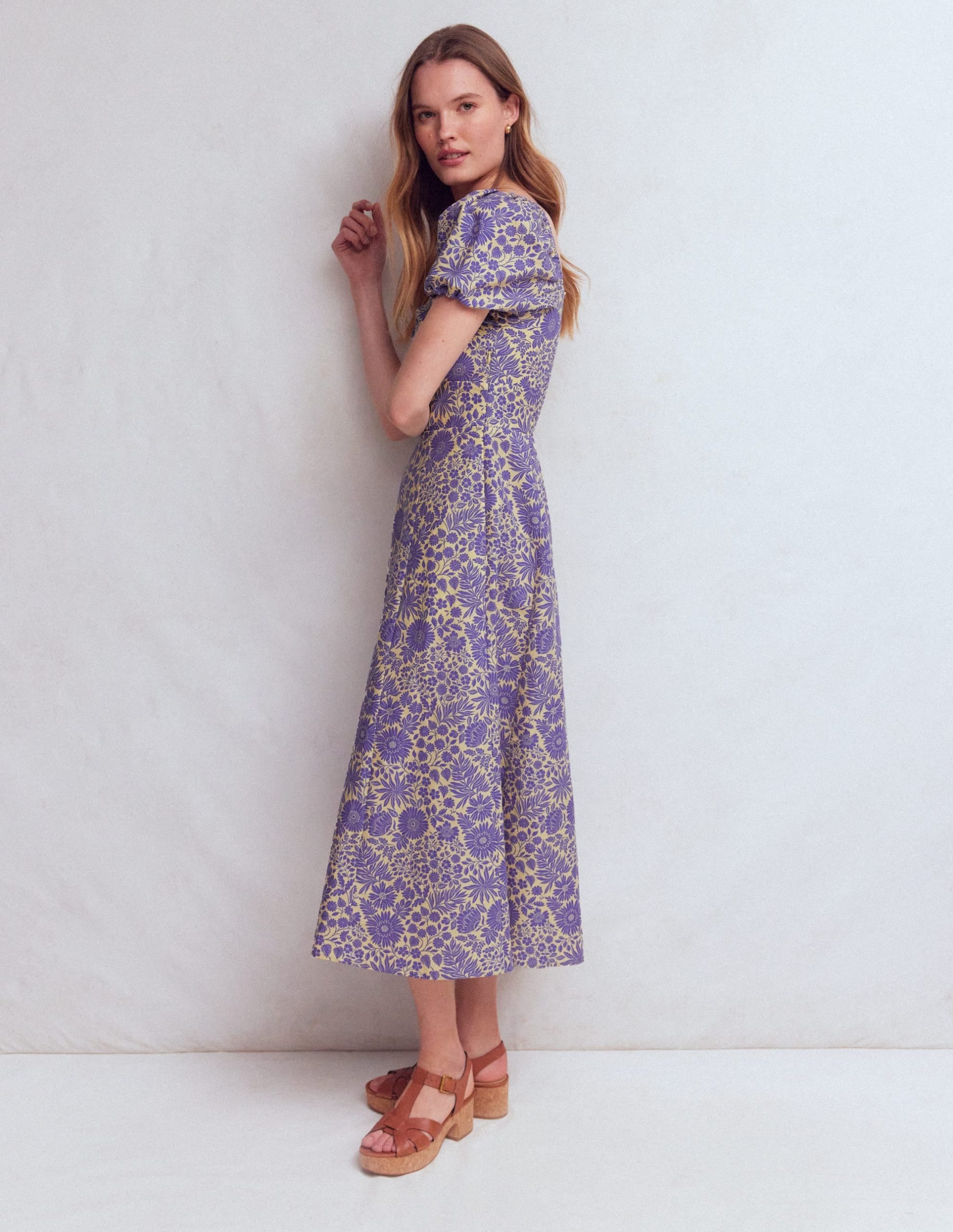 Twist Front Linen Blend Dress-Han Purple. Flowerbed Bloom - Image 5