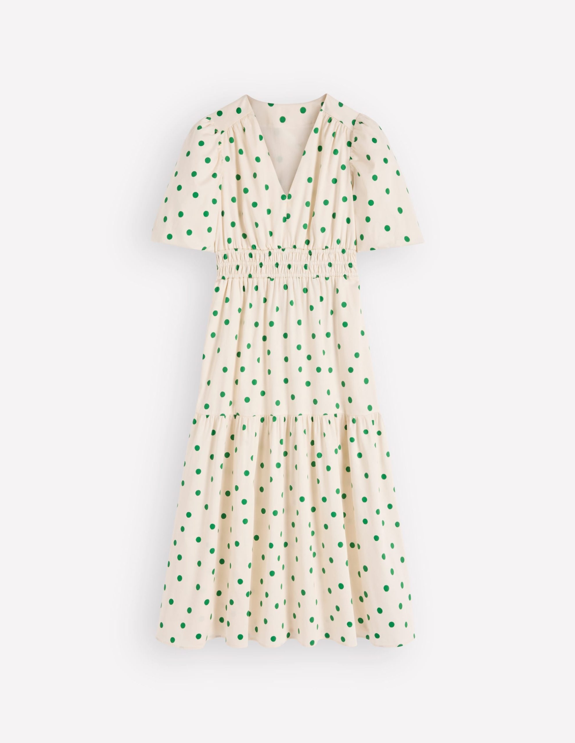 Irene Puff Sleeve Cotton Dress-Papyrus. Painted Dot Spaced - Image 7