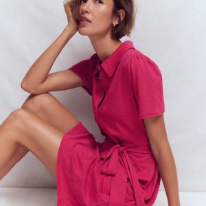 Patti Short Jersey Shirt Dress-Sweet Cherry