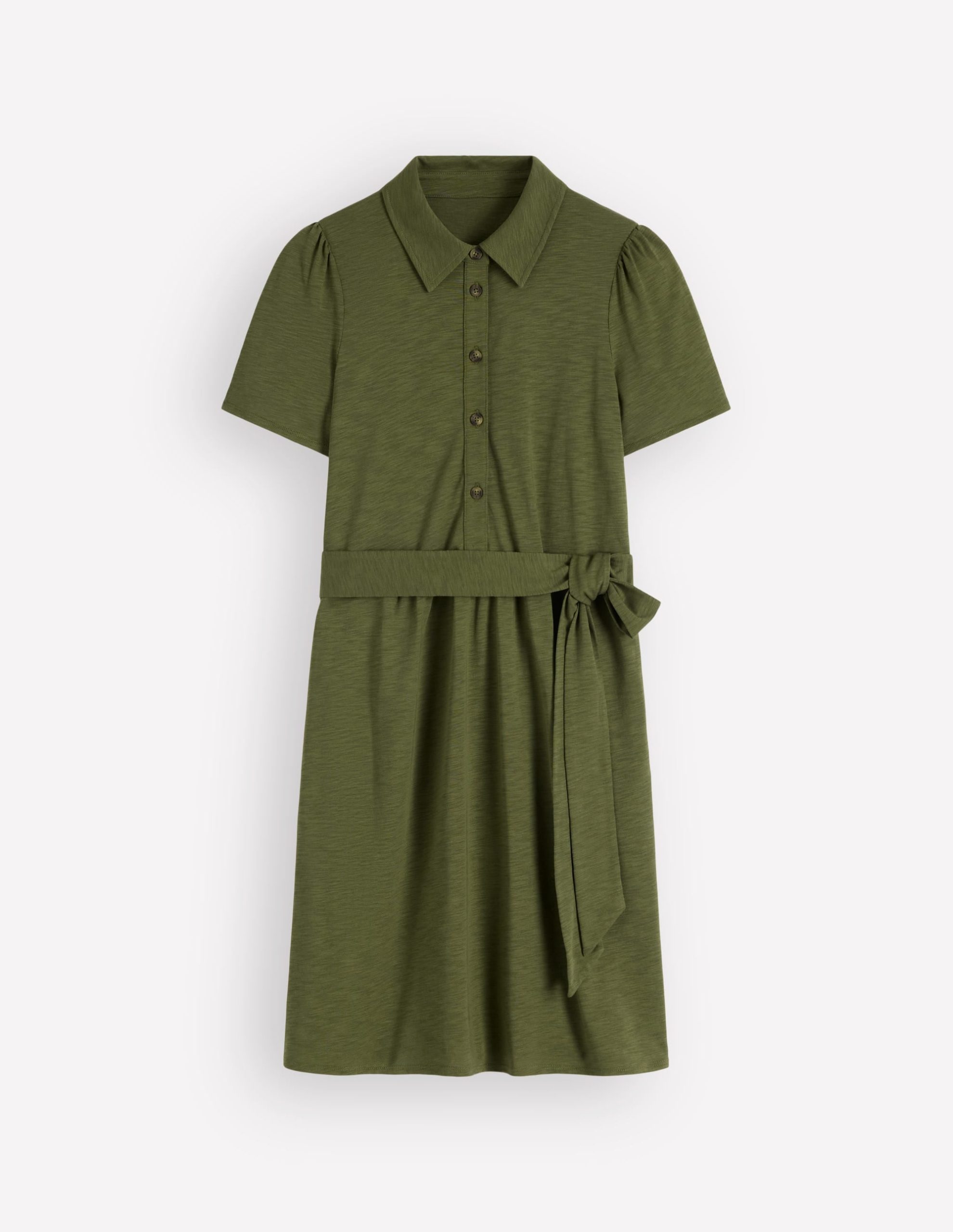 Patti Short Jersey Shirt Dress-Woodland Green - Image 5