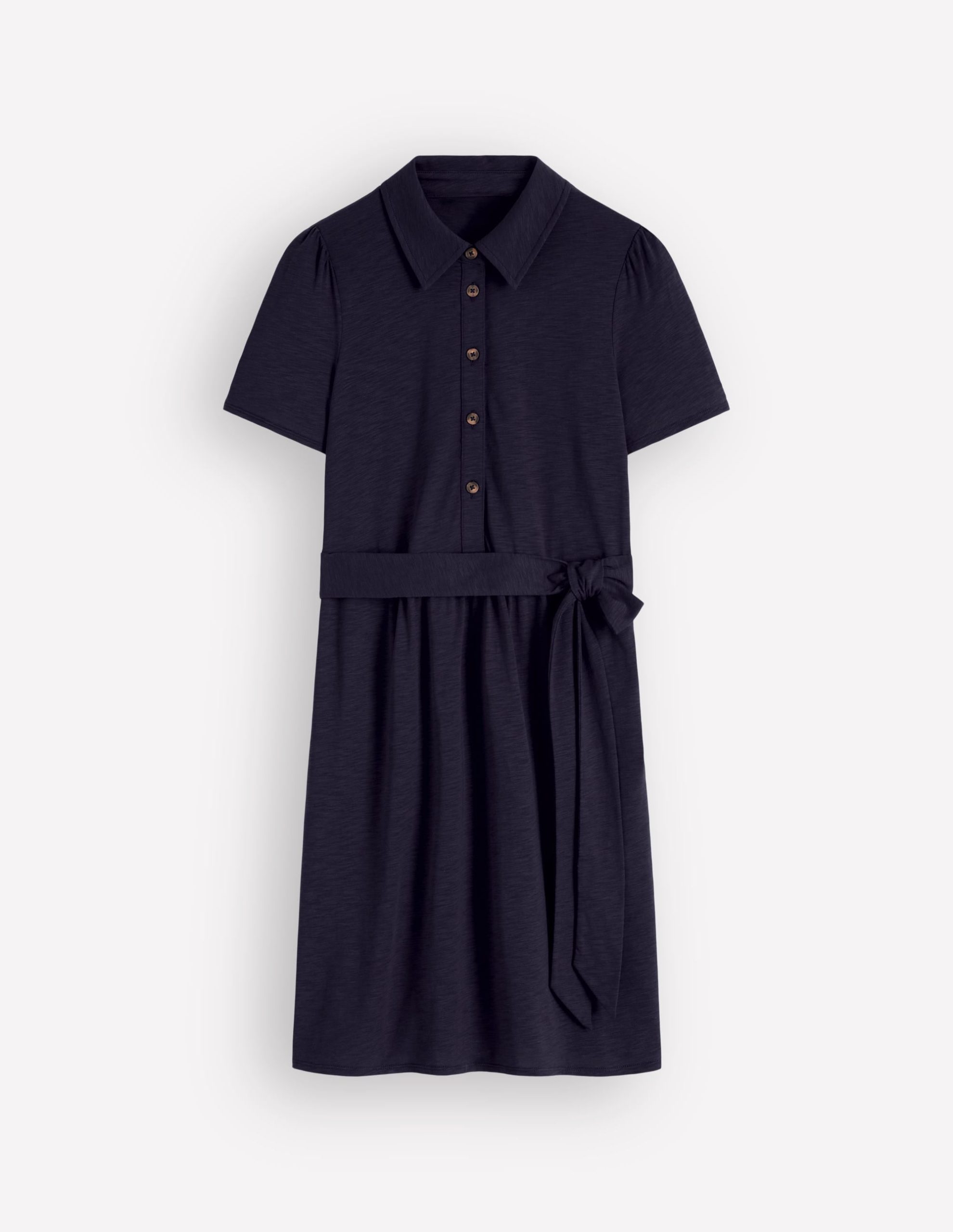 Patti Short Jersey Shirt Dress-Navy - Image 7