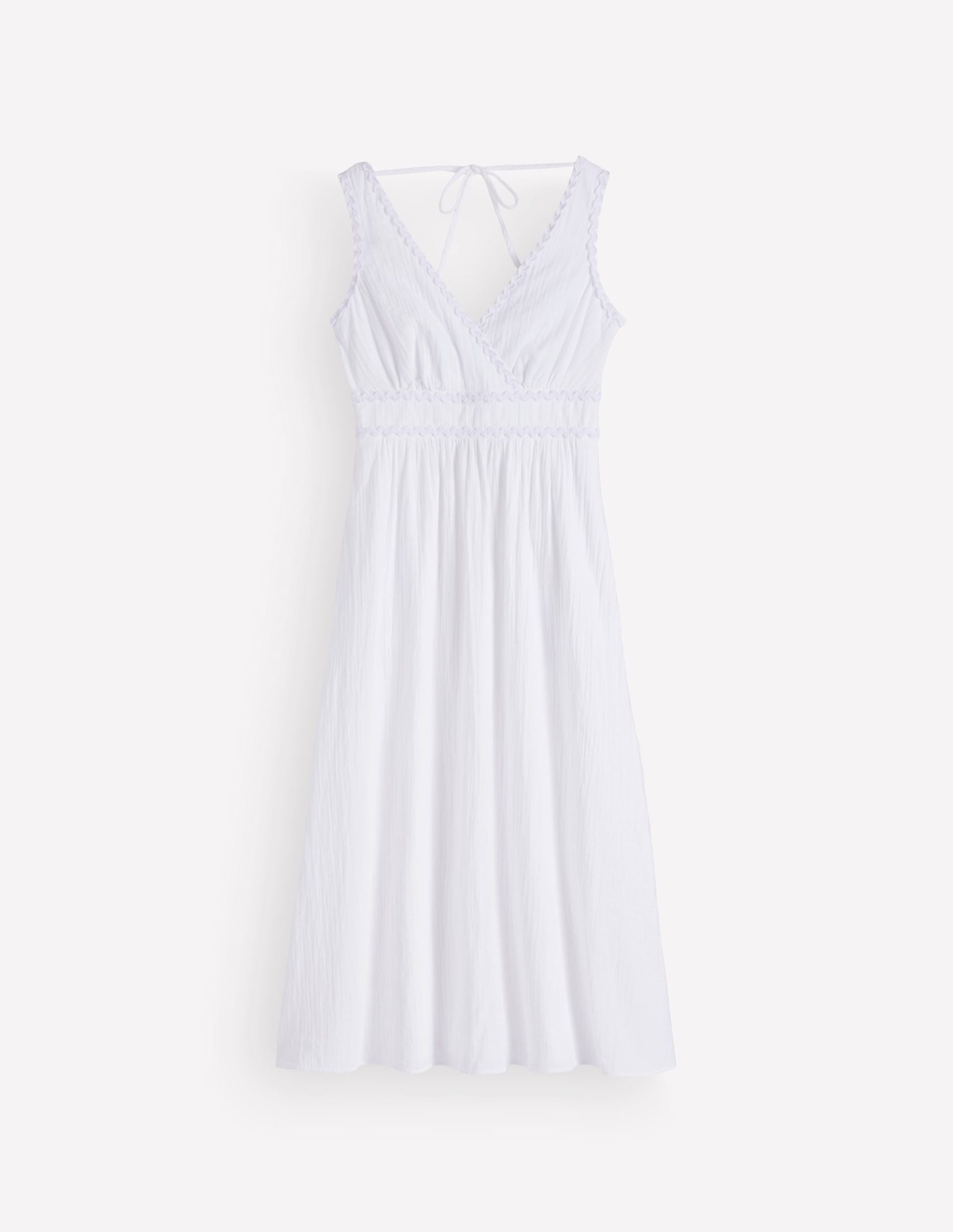 Lorna Trim Double Cloth Dress-White - Image 8