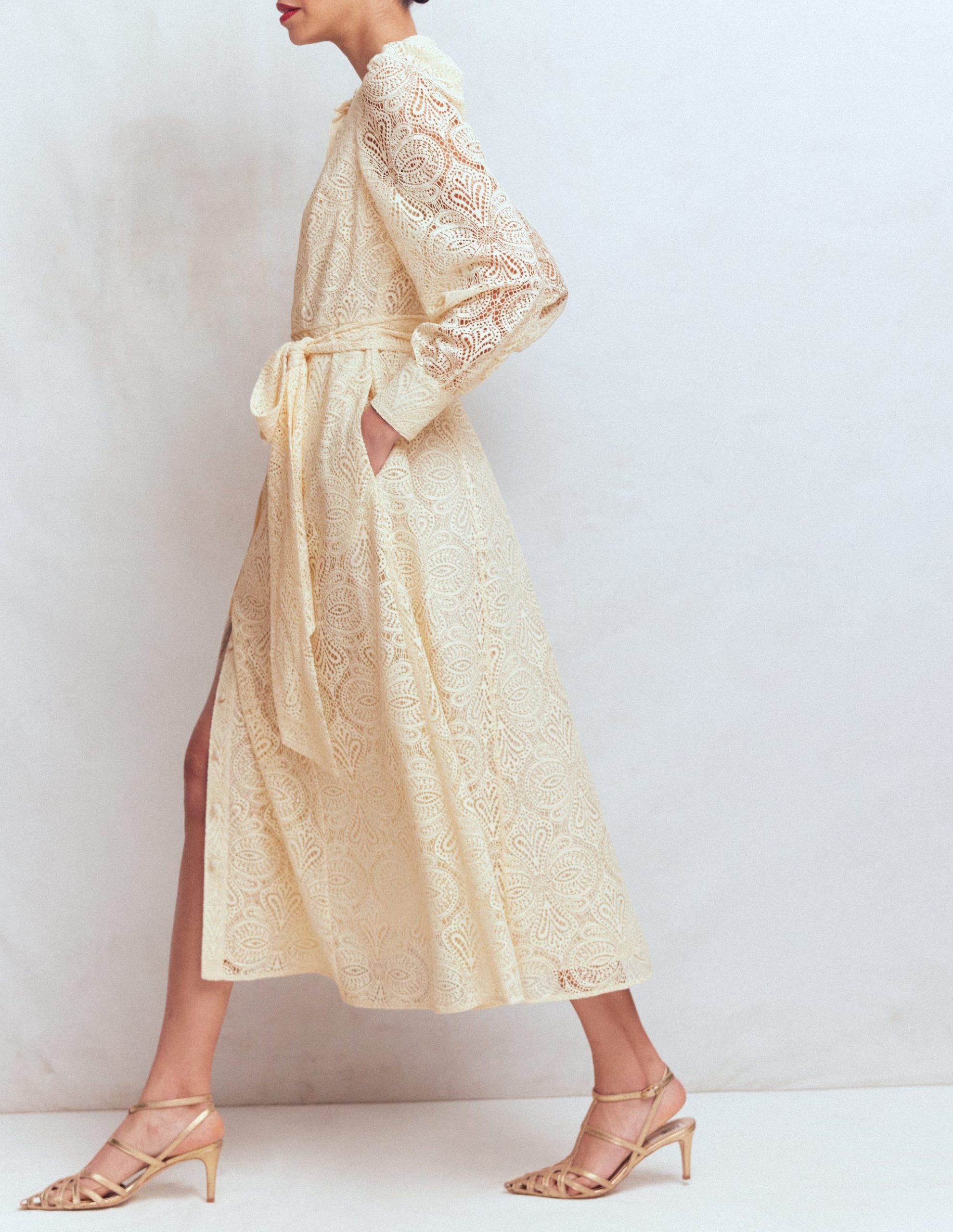Blouson Sleeve Lace Dress-Ivory Lace - Image 6