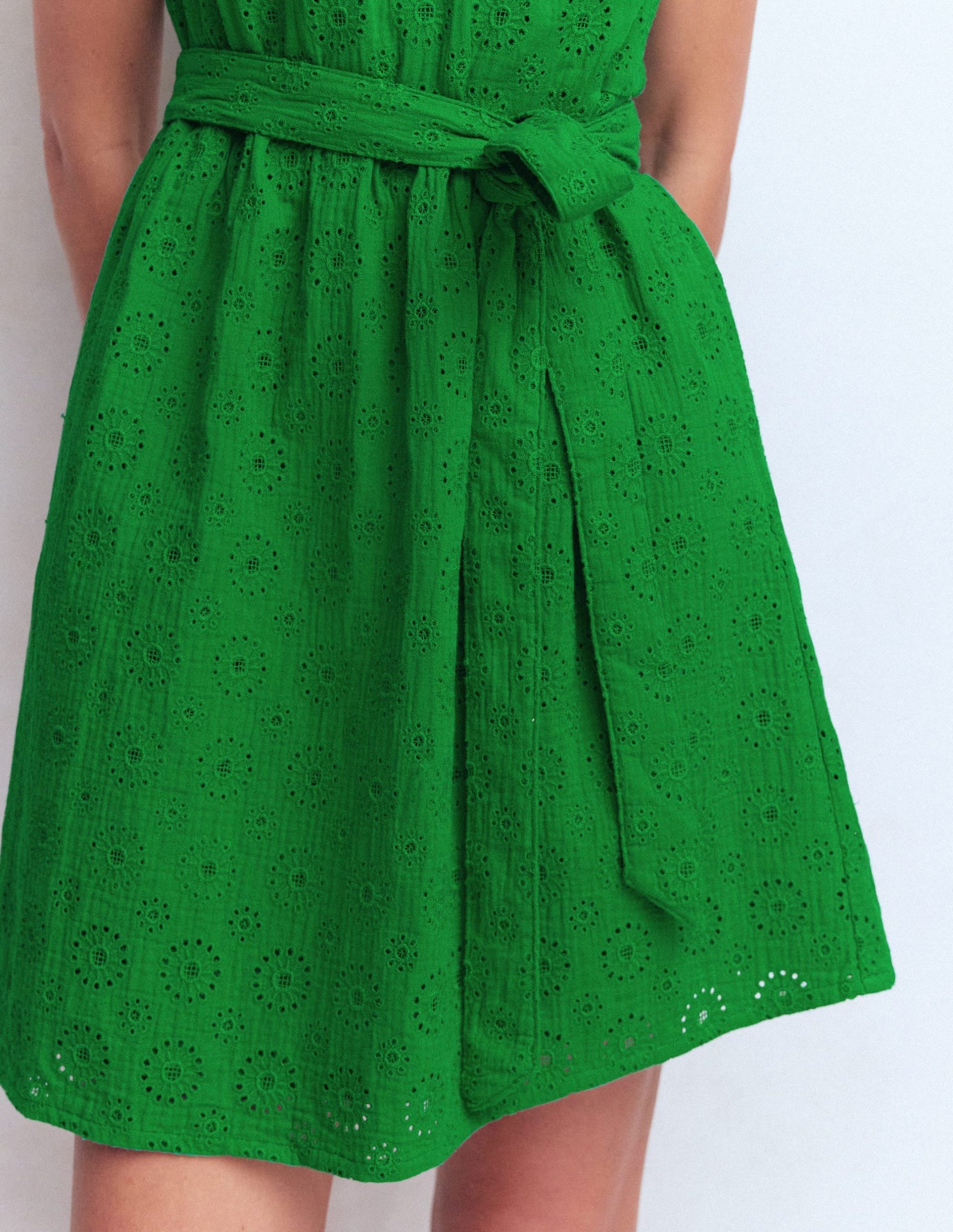 Viv Double Cloth Short Dress-Highland Green Broderie - Image 2