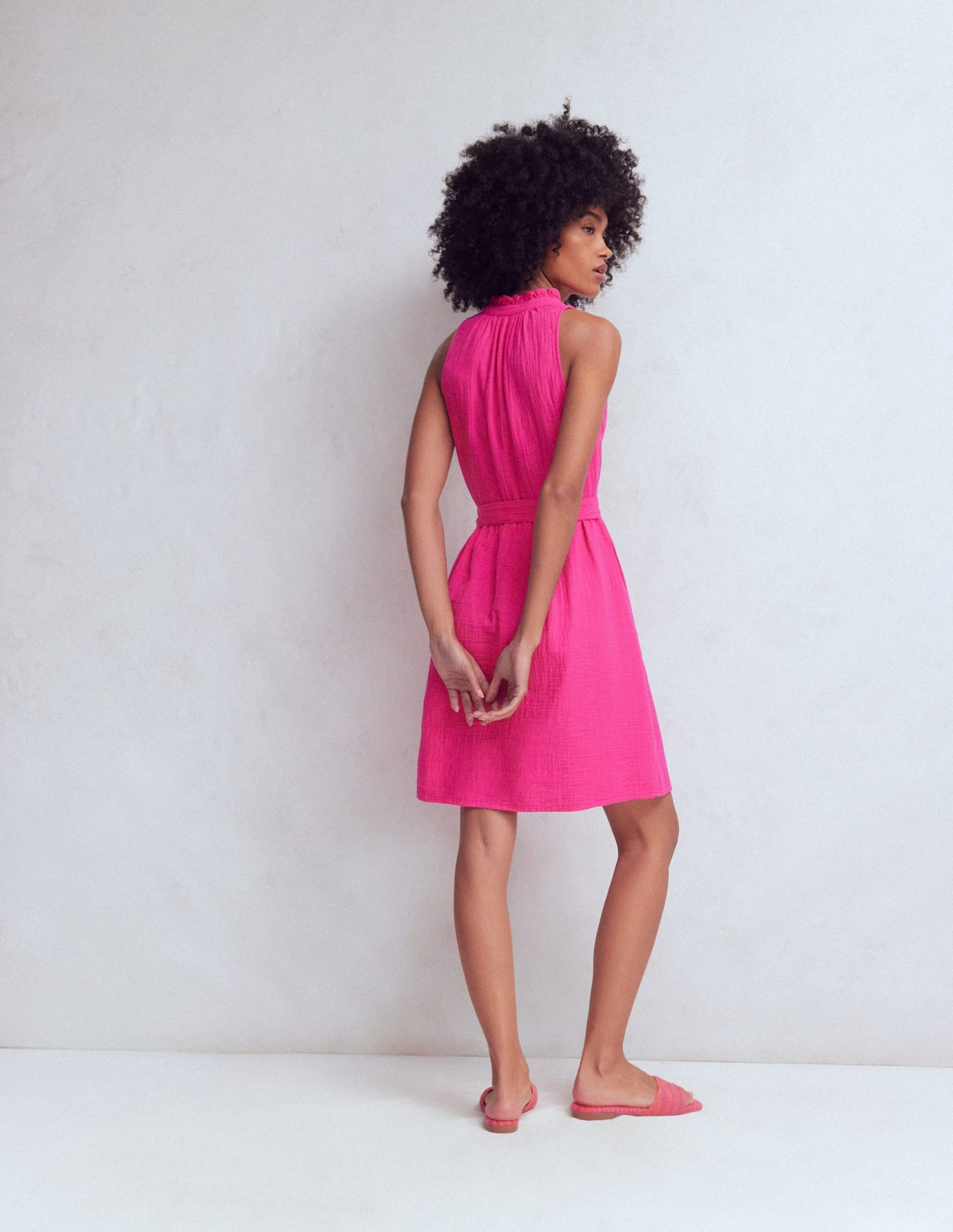 Viv Double Cloth Short Dress-Pink Peony - Image 3
