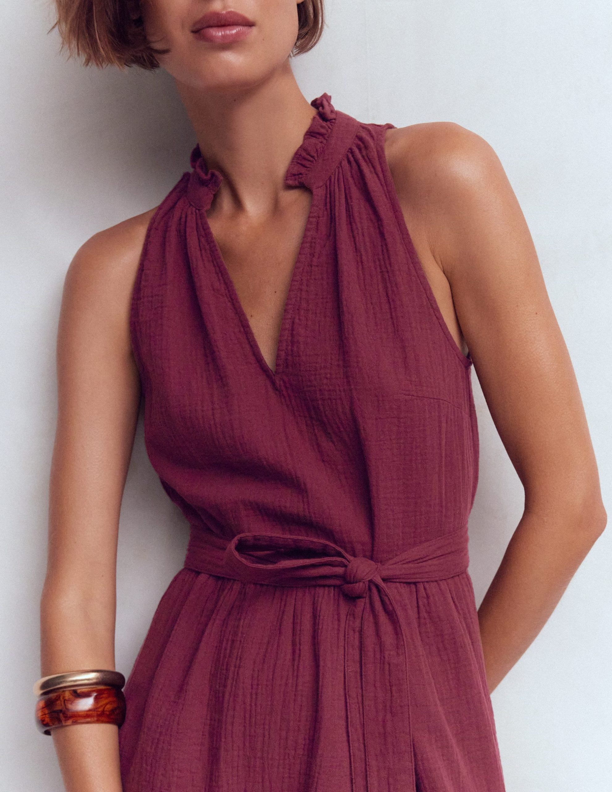 Viv Double Cloth Short Dress-Deep Wisteria - Image 2