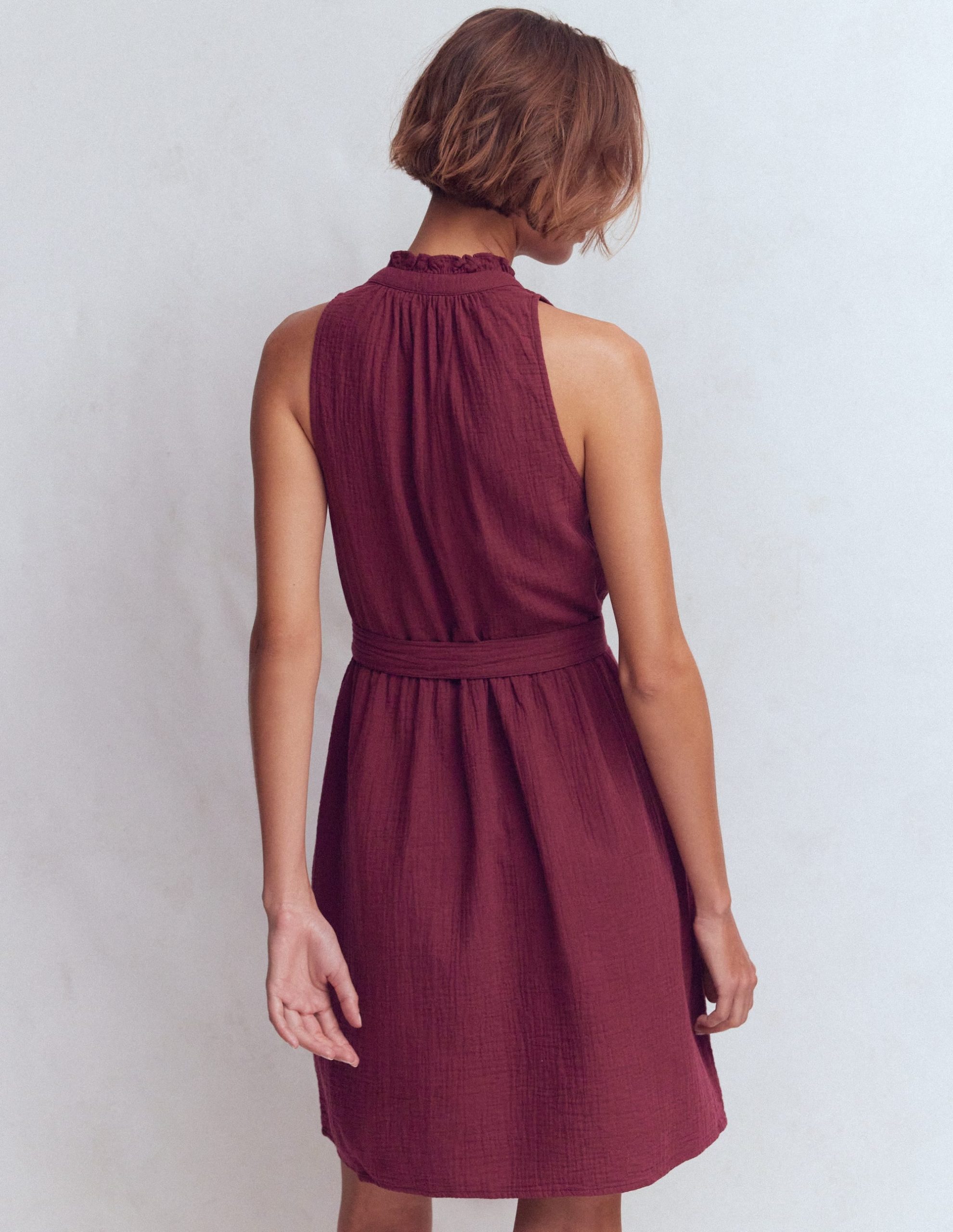 Viv Double Cloth Short Dress-Deep Wisteria - Image 3