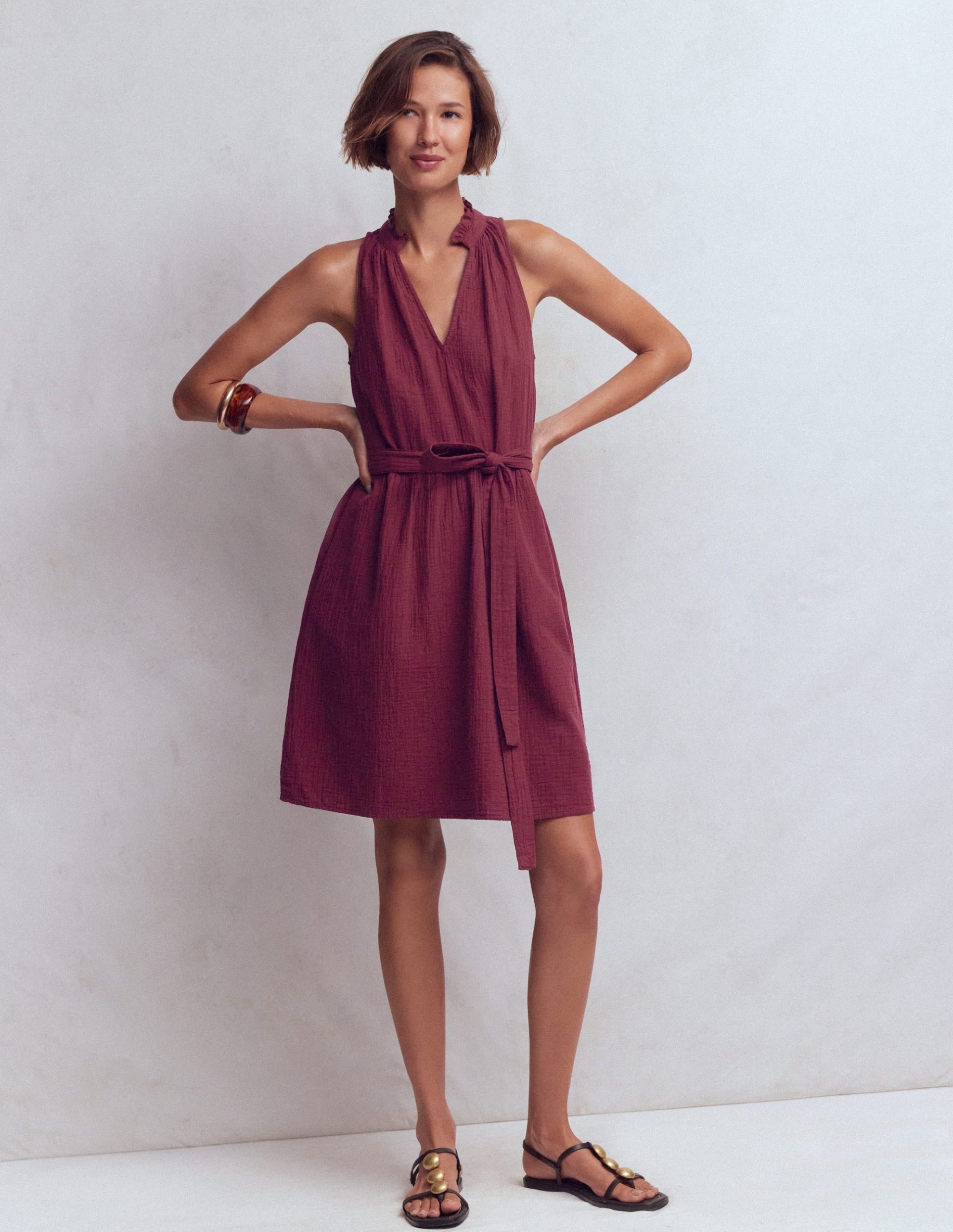 Viv Double Cloth Short Dress-Deep Wisteria - Image 4