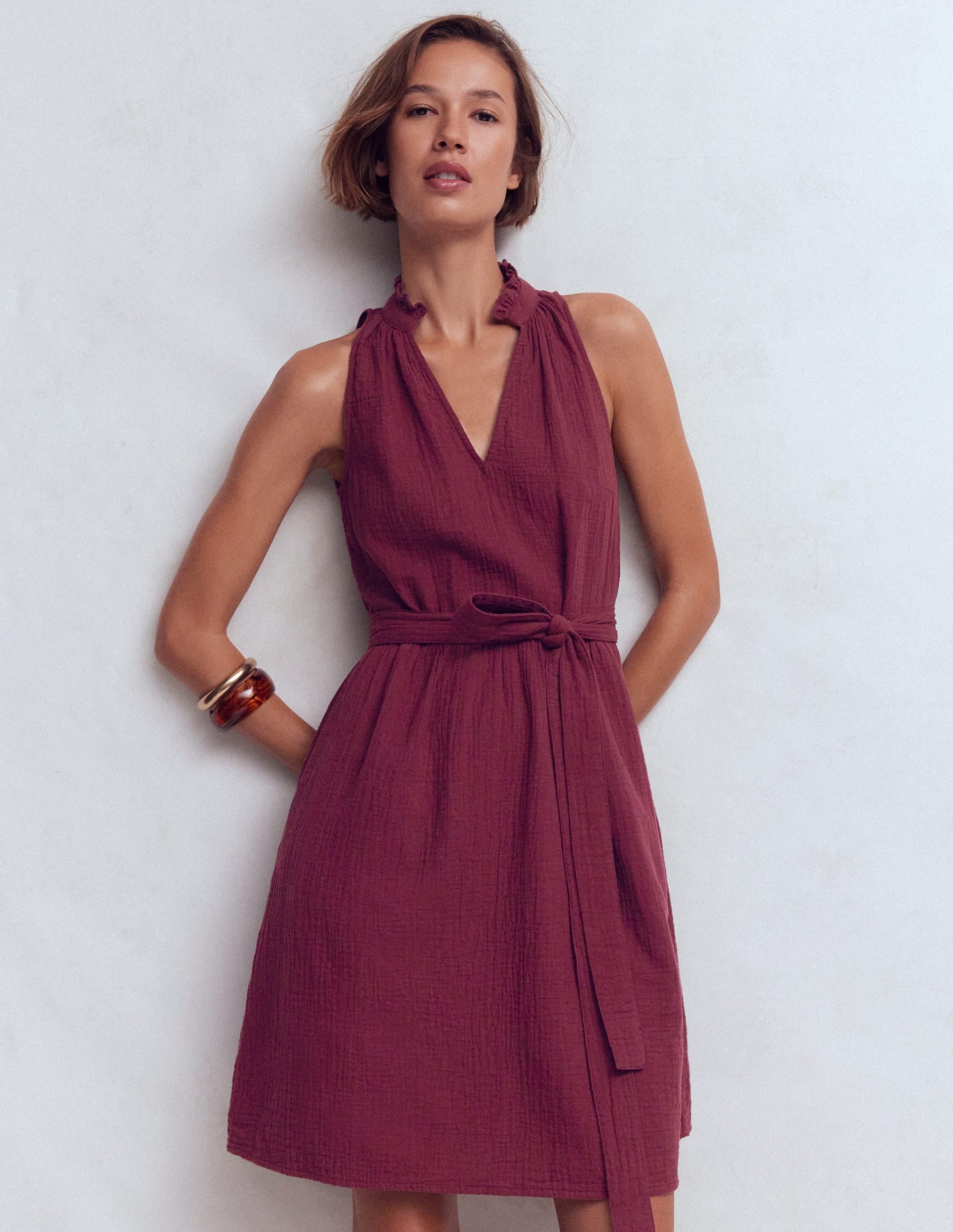 Viv Double Cloth Short Dress-Deep Wisteria - Image 5