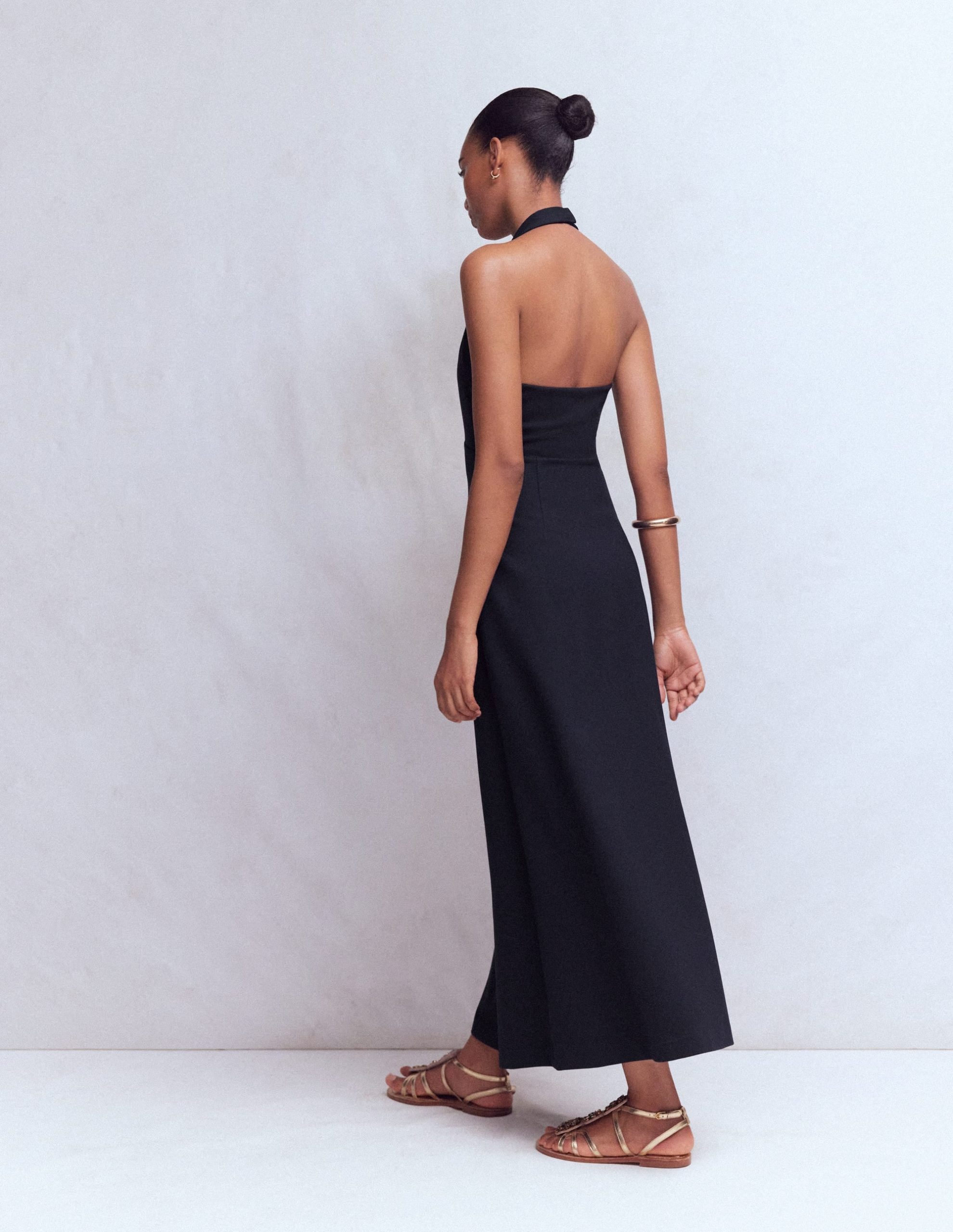 Halter Neck Empire Maxi Dress-Navy - Image 4
