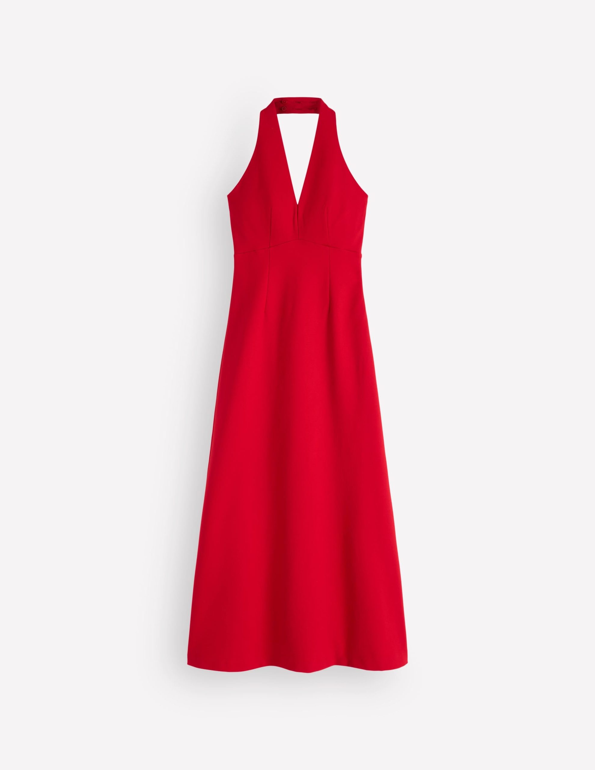 Halter Neck Empire Maxi Dress-Red - Image 5