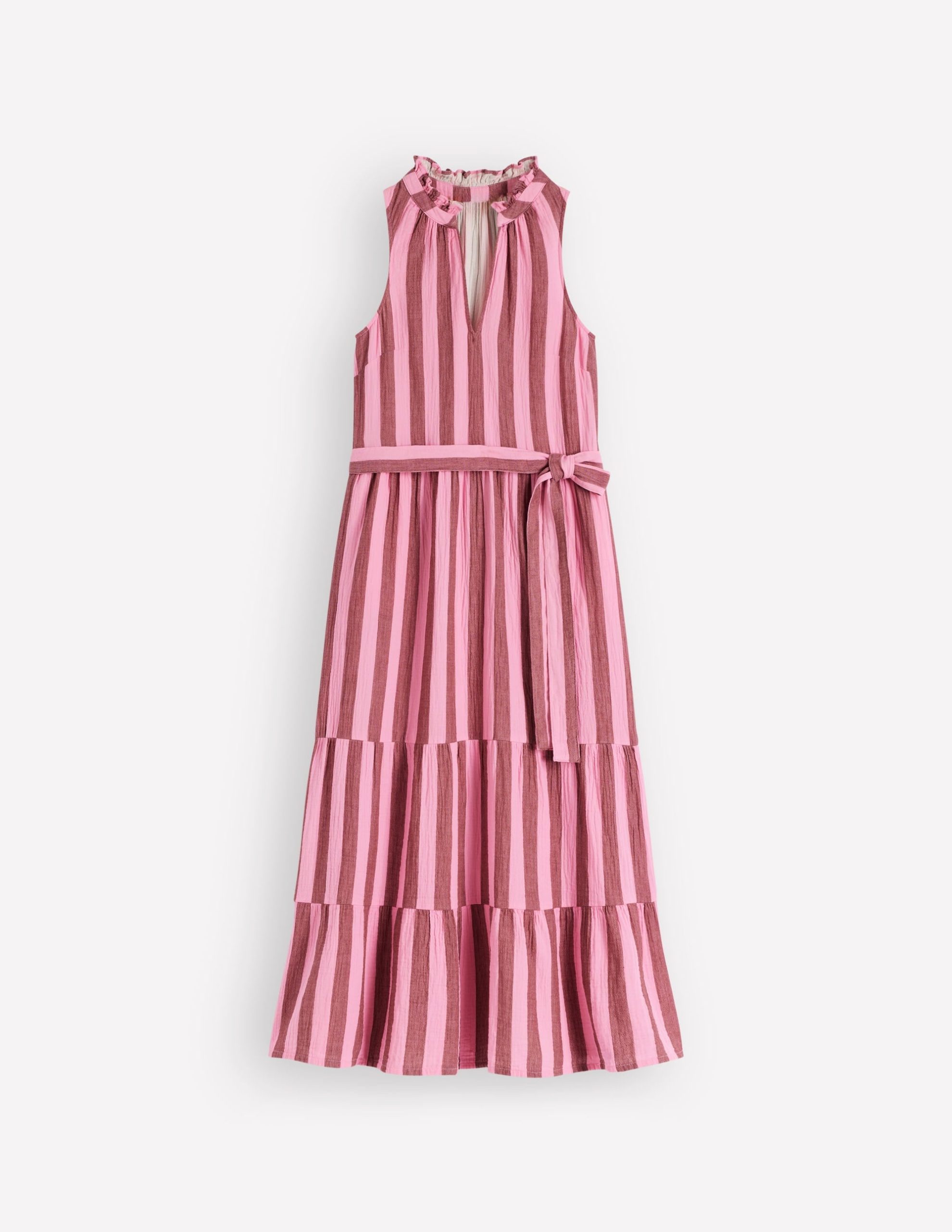 Viv Double Cloth Maxi Dress-Brown Pink Stripe - Image 9