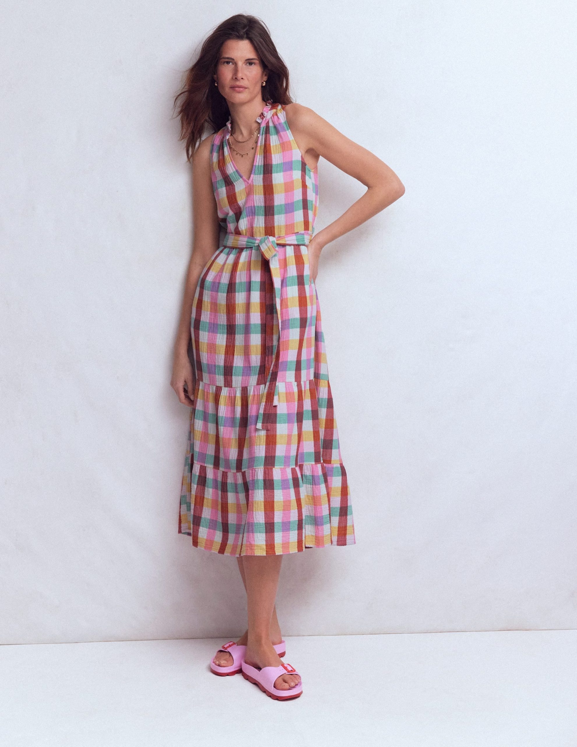 Viv Double Cloth Maxi Dress-Multi Check - Image 4