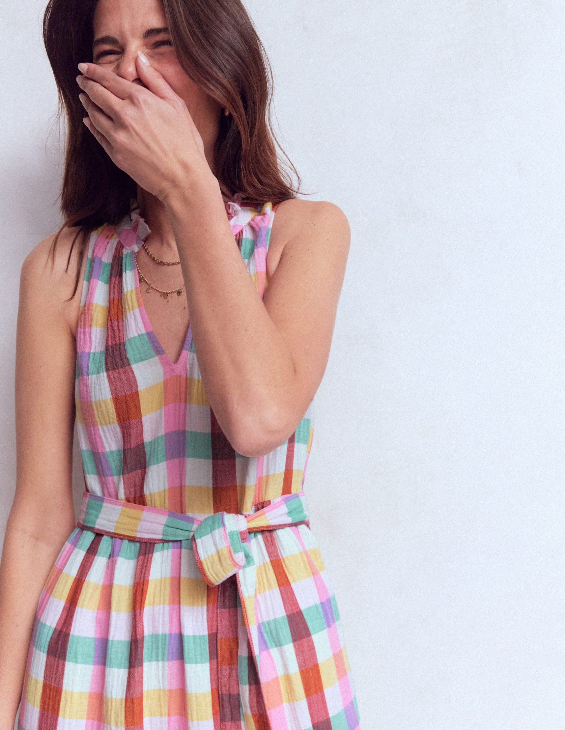 Viv Double Cloth Maxi Dress-Multi Check - Image 5