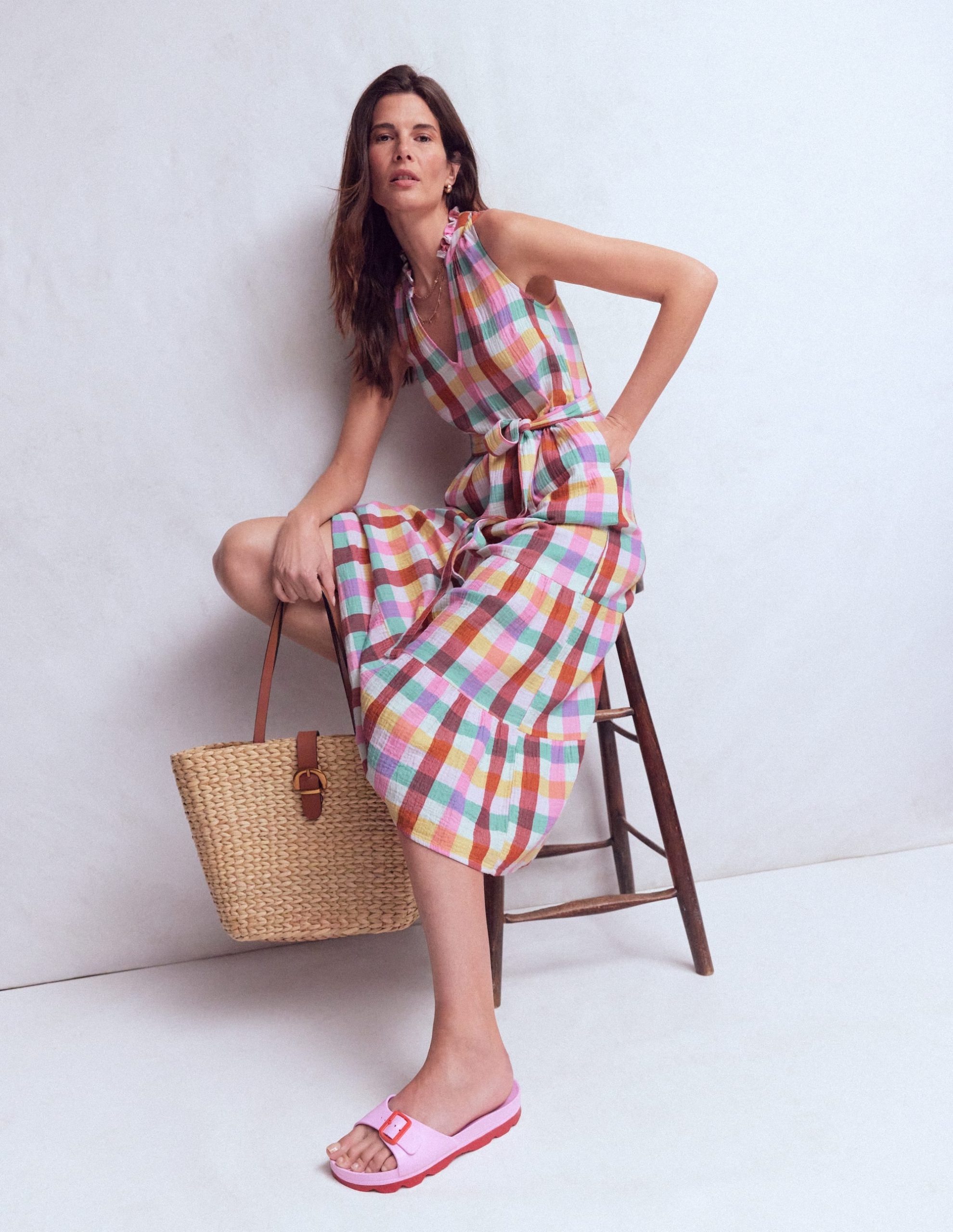 Viv Double Cloth Maxi Dress-Multi Check - Image 6
