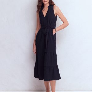 Viv Double Cloth Maxi Dress-Navy