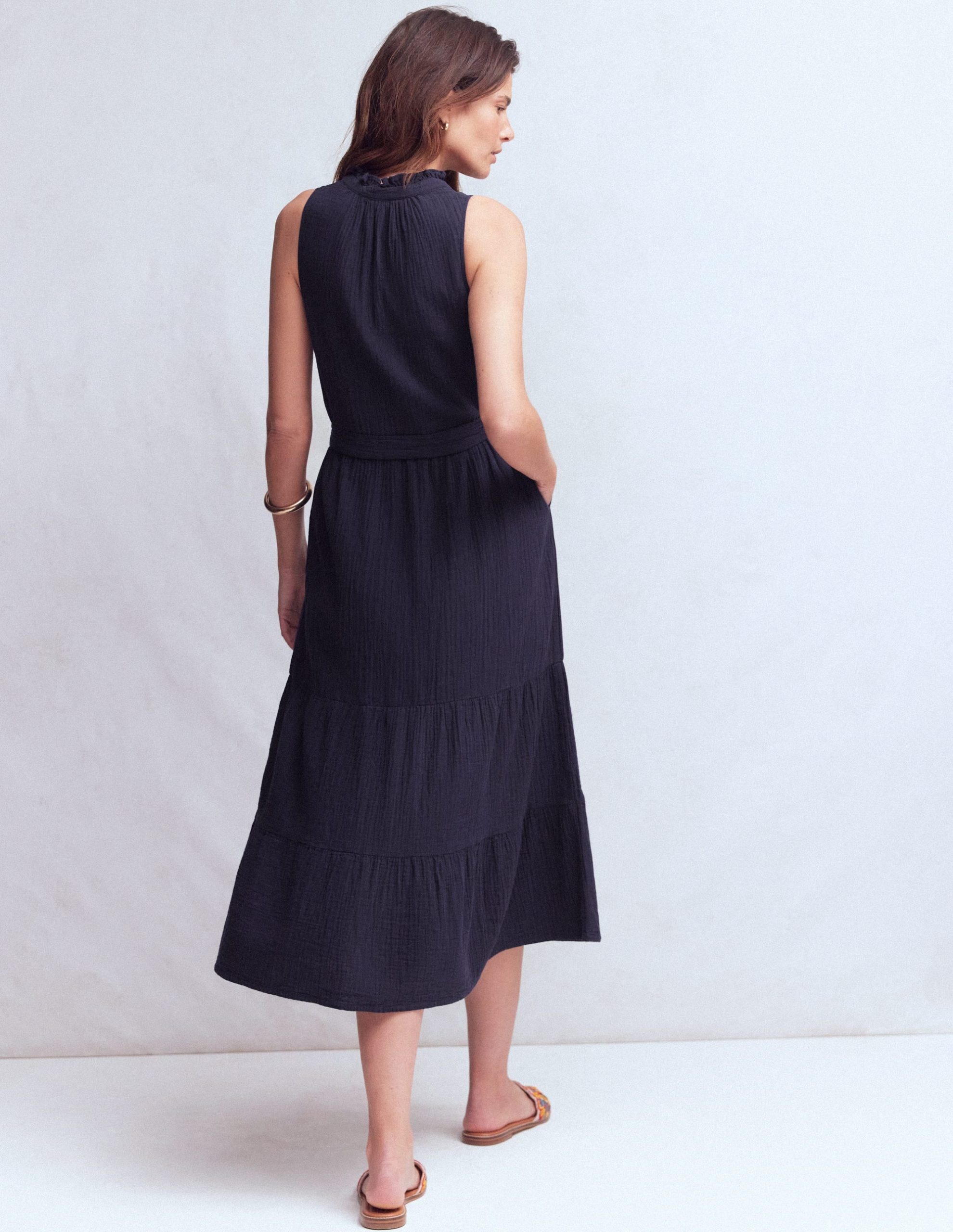 Viv Double Cloth Maxi Dress-Navy - Image 3