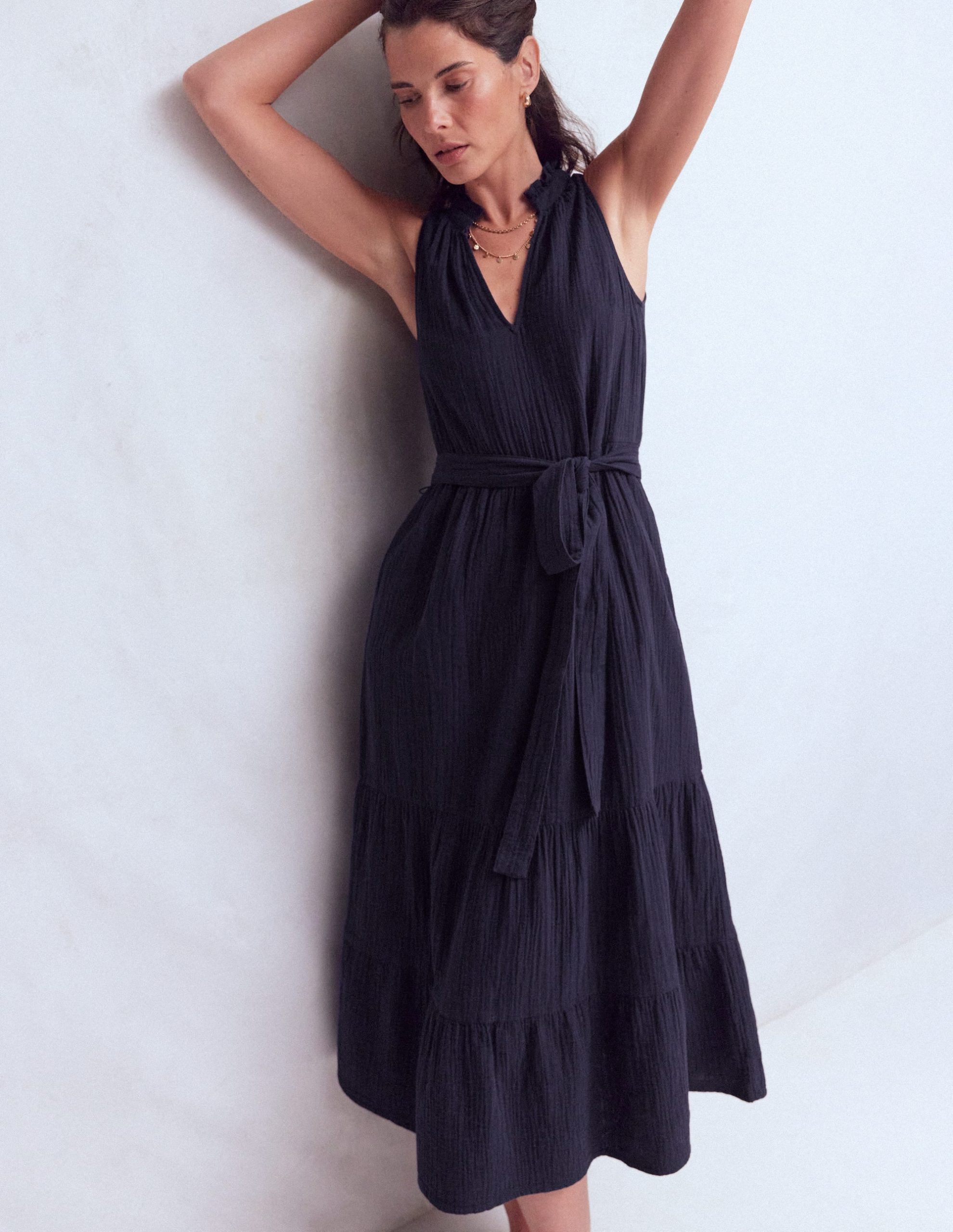 Viv Double Cloth Maxi Dress-Navy - Image 5