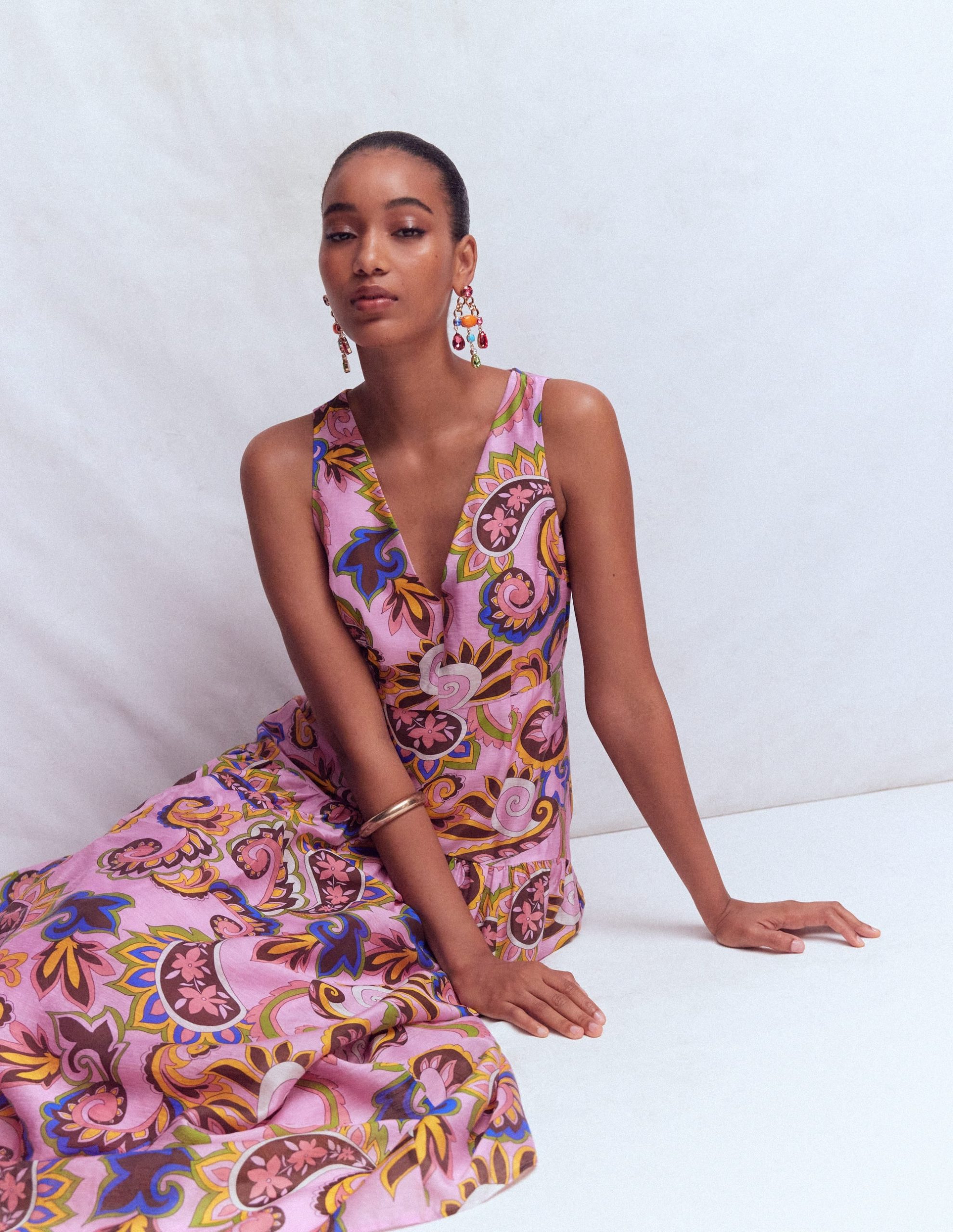 Drop Waist Sleeveless Dress-Multi. Paisley Frenzy - Image 2