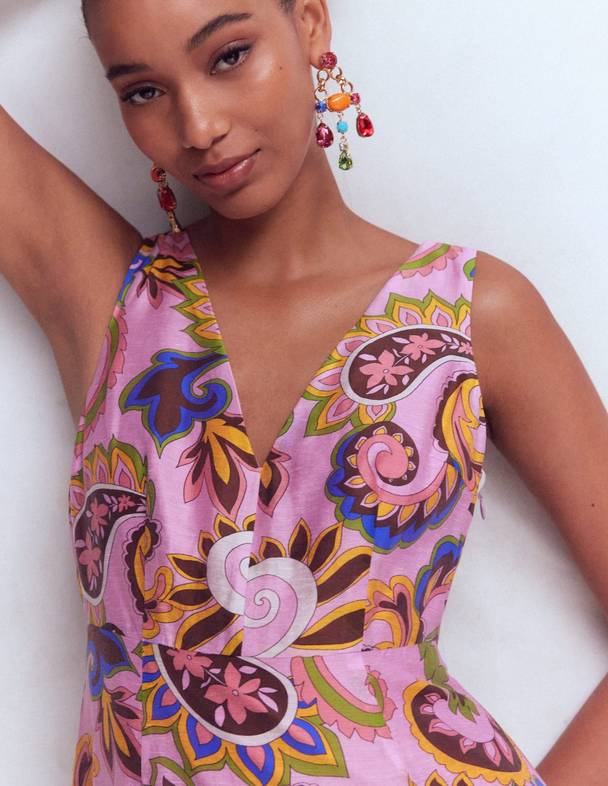 Drop Waist Sleeveless Dress-Multi. Paisley Frenzy - Image 3