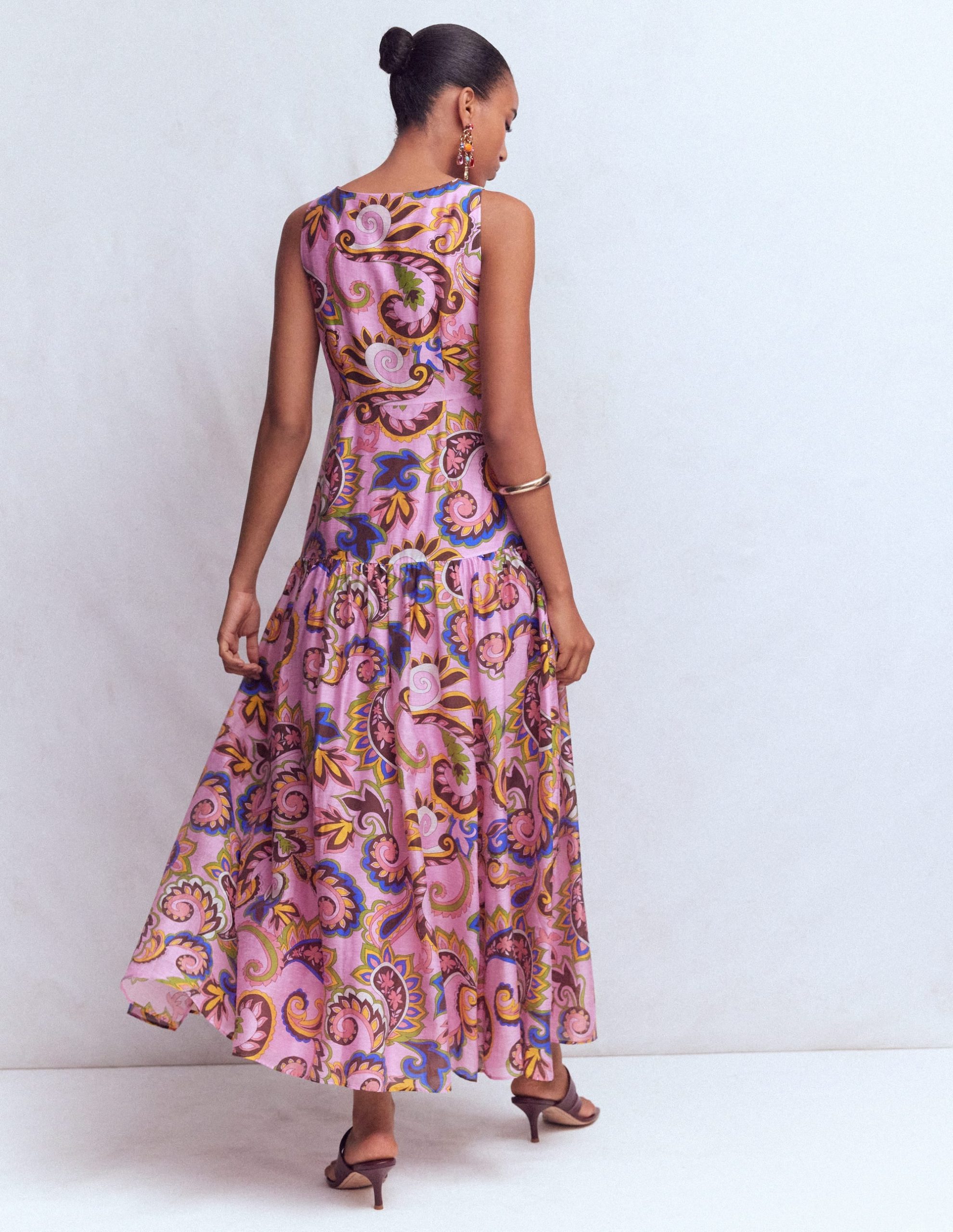 Drop Waist Sleeveless Dress-Multi. Paisley Frenzy - Image 4