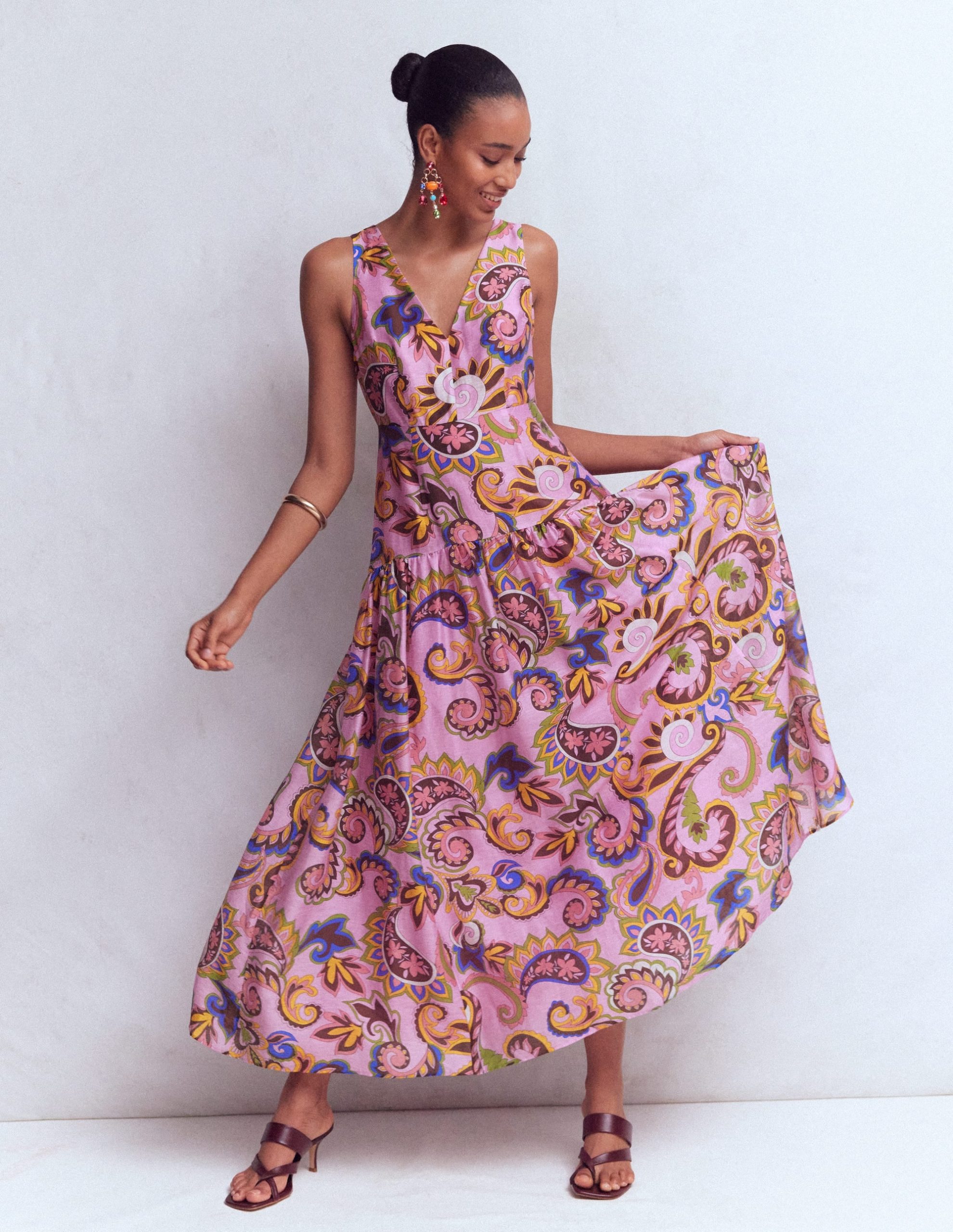 Drop Waist Sleeveless Dress-Multi. Paisley Frenzy - Image 5
