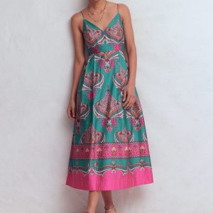 Empire Poplin Occasion Dress-Aurora Blue. Ornamental Charm