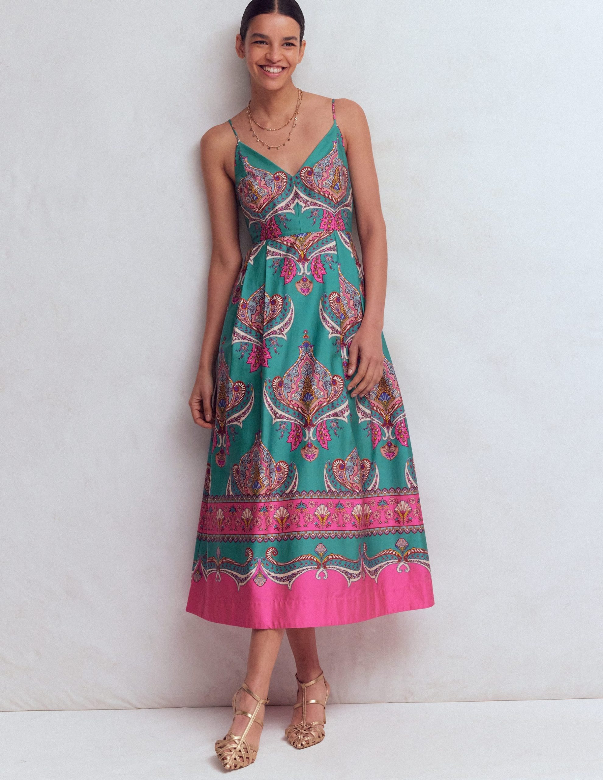 Empire Poplin Occasion Dress-Aurora Blue. Ornamental Charm