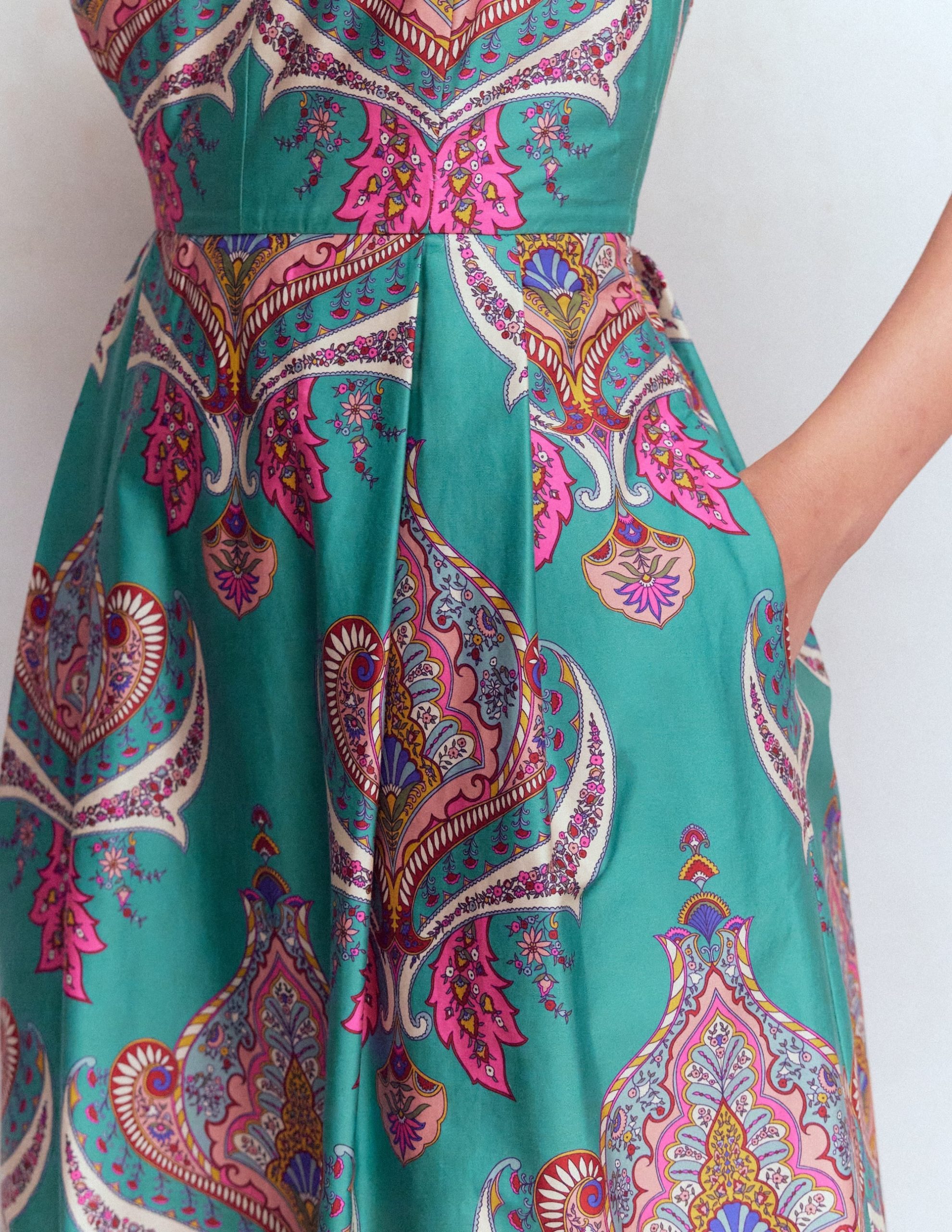 Empire Poplin Occasion Dress-Aurora Blue. Ornamental Charm - Image 2