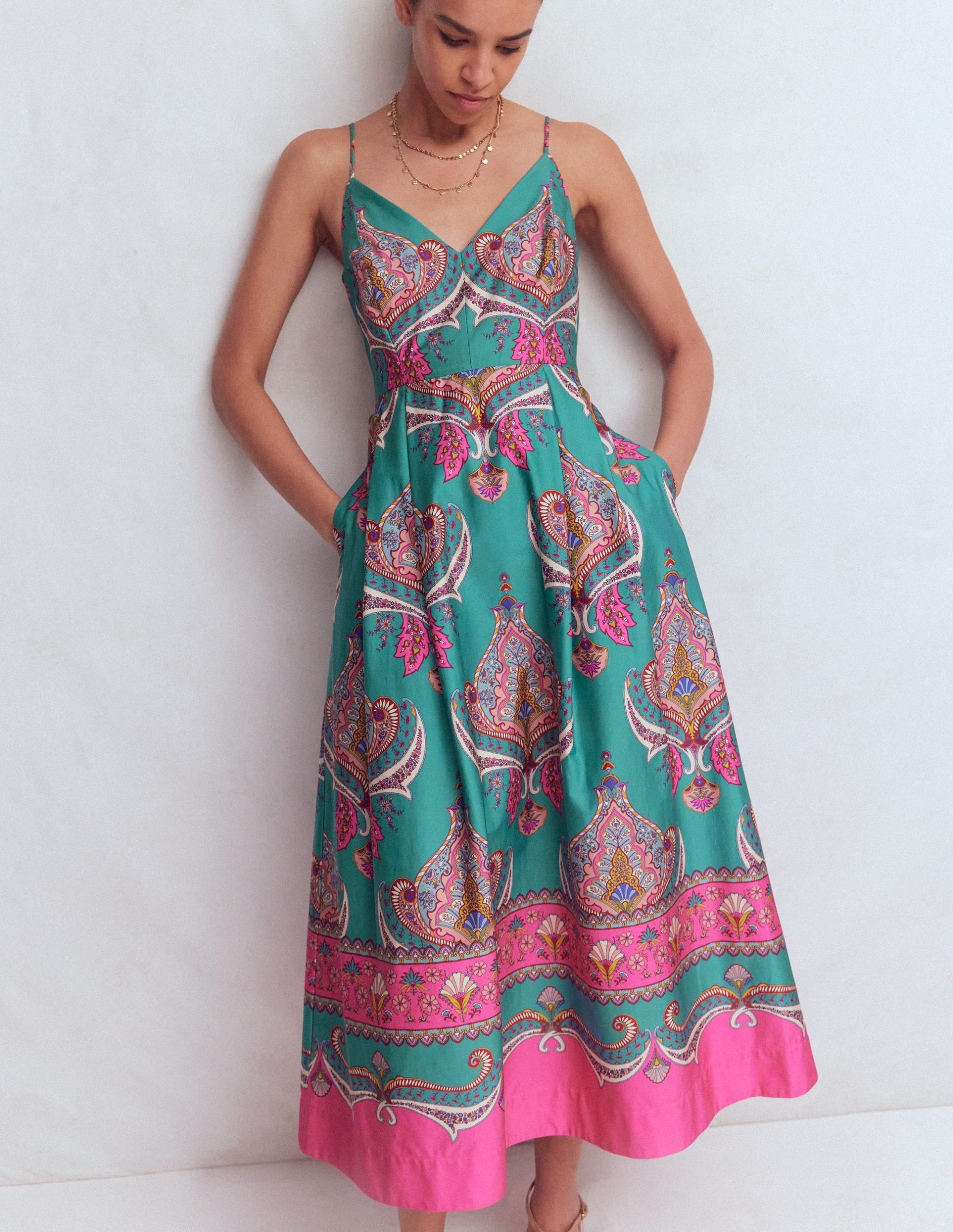 Empire Poplin Occasion Dress-Aurora Blue. Ornamental Charm - Image 4